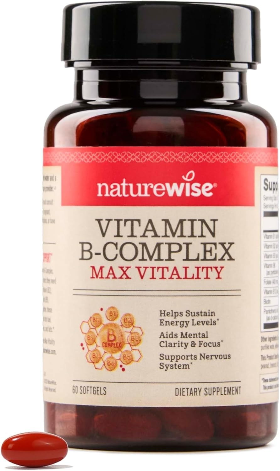 Vitamin B Complex for Women & Men w/ Folic Acid Biotin B1 B2 B3 B6 B12 180 Ct