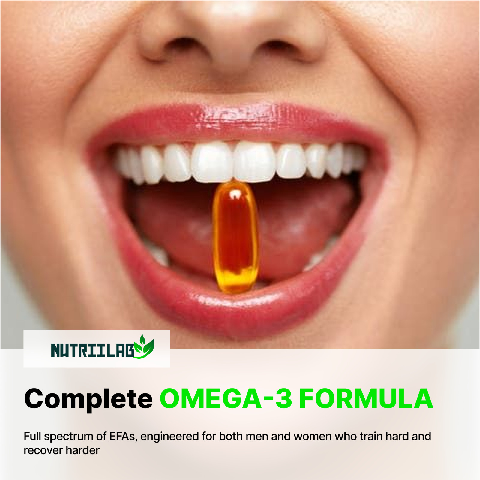 NutriiLab Triple Strength Omega-3 Fish Oil 1000mg EPA DHA Heart Brain Support