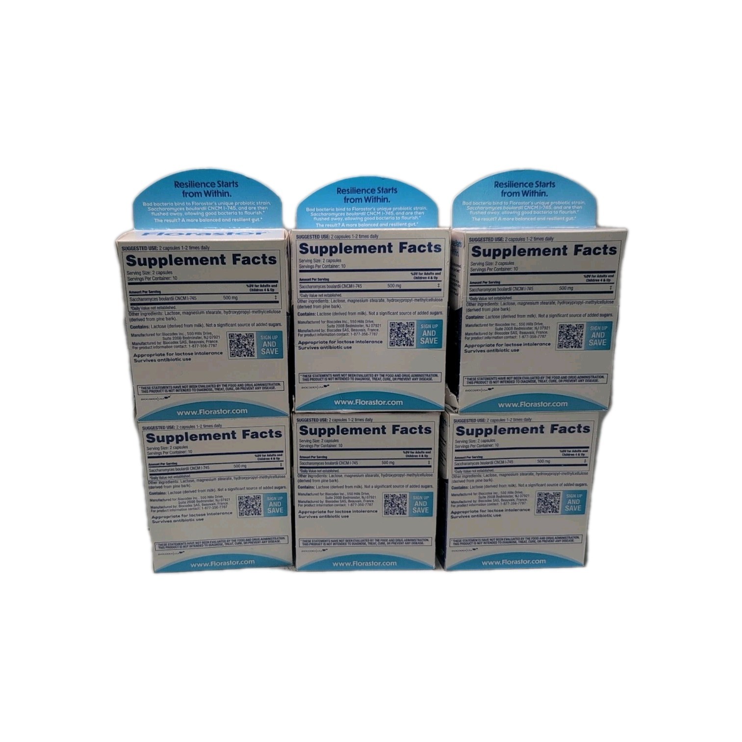 (6) Florastor Daily Probiotic Supplement – 20 Capsules Each Box Exp. 04/2027+