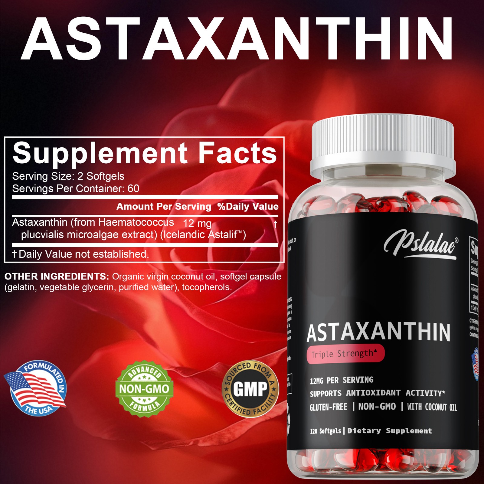Astaxanthin 12mg – Supports Skin, Eye, Joint and Heart Health, Enhance Immunity