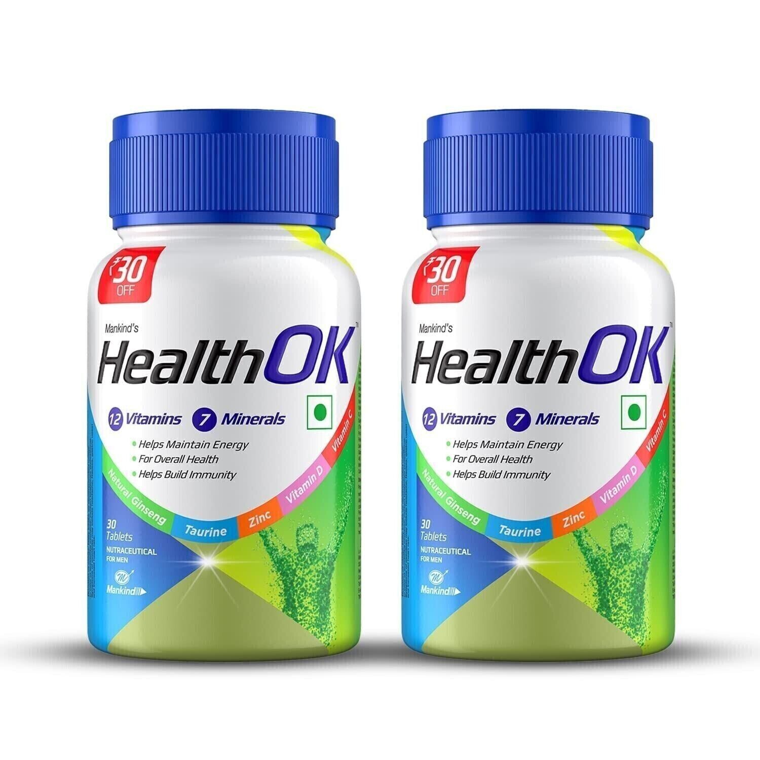 Health OK 18 Multivitamin Daily Energy, Alertness, Vitamin D, C & others 60 tabs