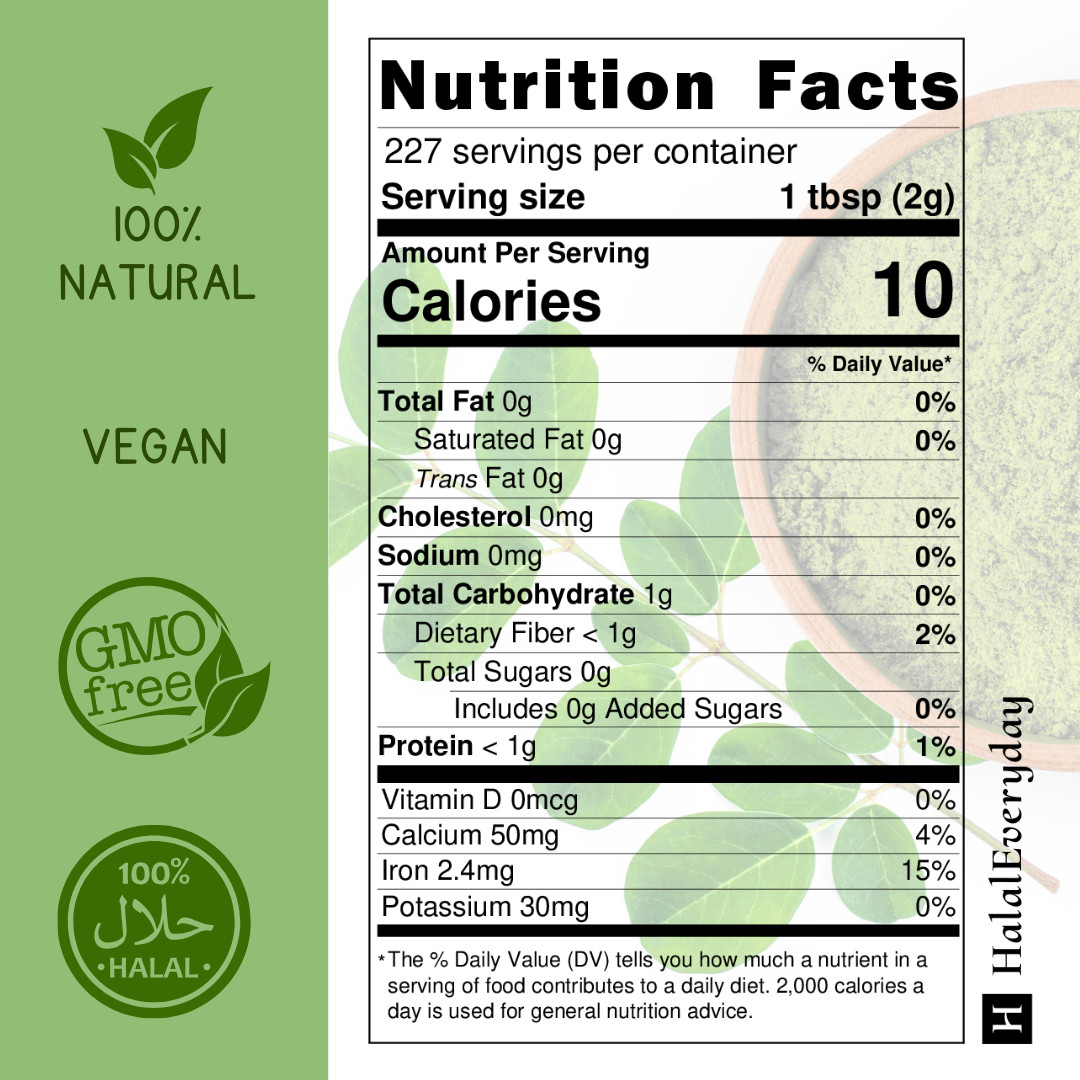Moringa Leaf Powder Vegan | NON-GMO Multi-Vitamin | Antioxidants | Alkalizing
