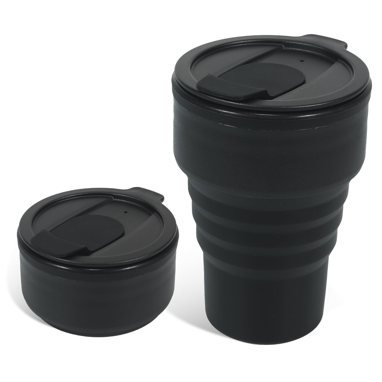 Peboms Foldable Silicone Water Bottle 13oz – Collapsible 13 Ounces, Black