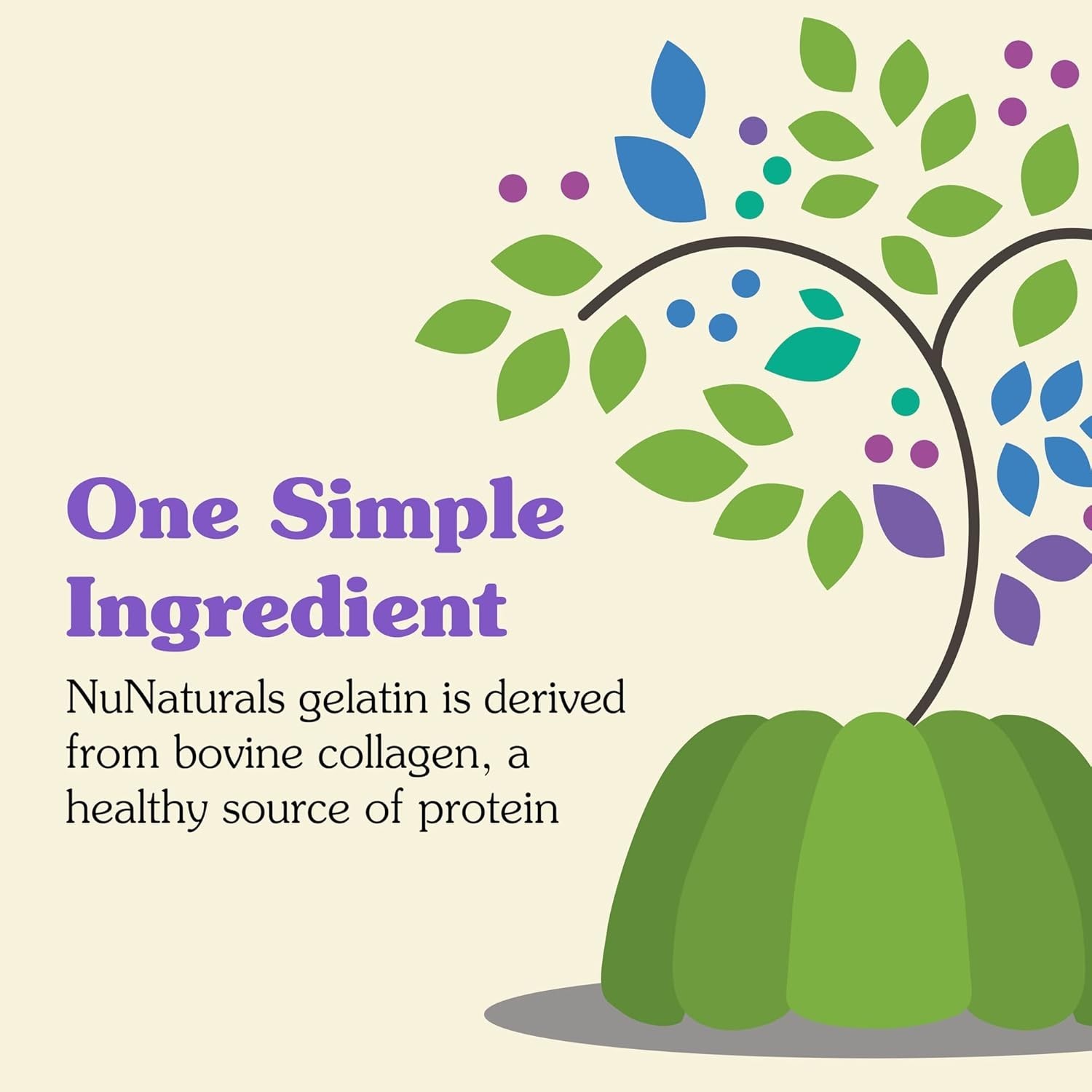 NuNaturals Unflavored Beef Gelatin Powder Keto Paleo Gluten Free Protein 1 lb