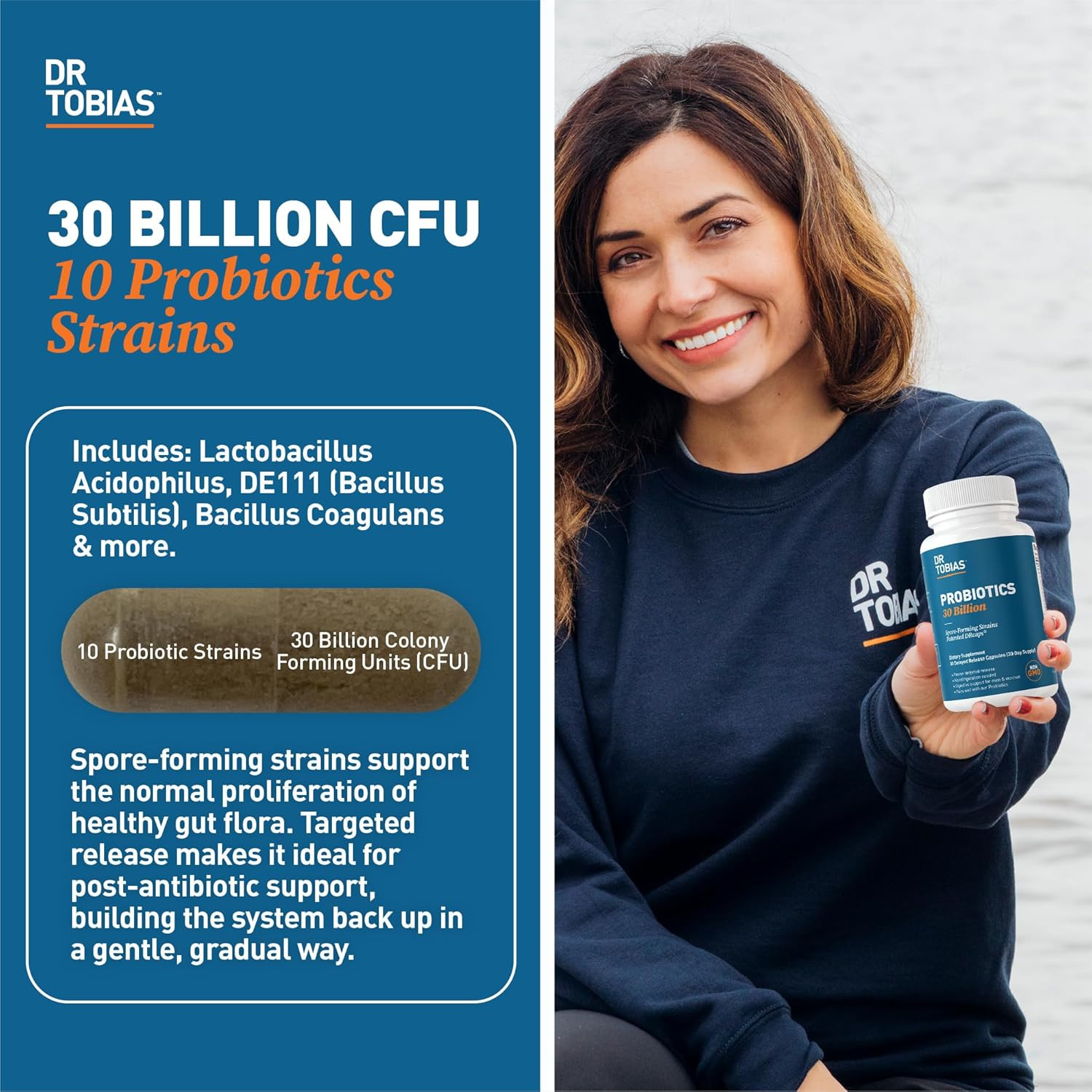 Probiotic 30B CFU 10 Strains 30 Capsules Gut Health Support
