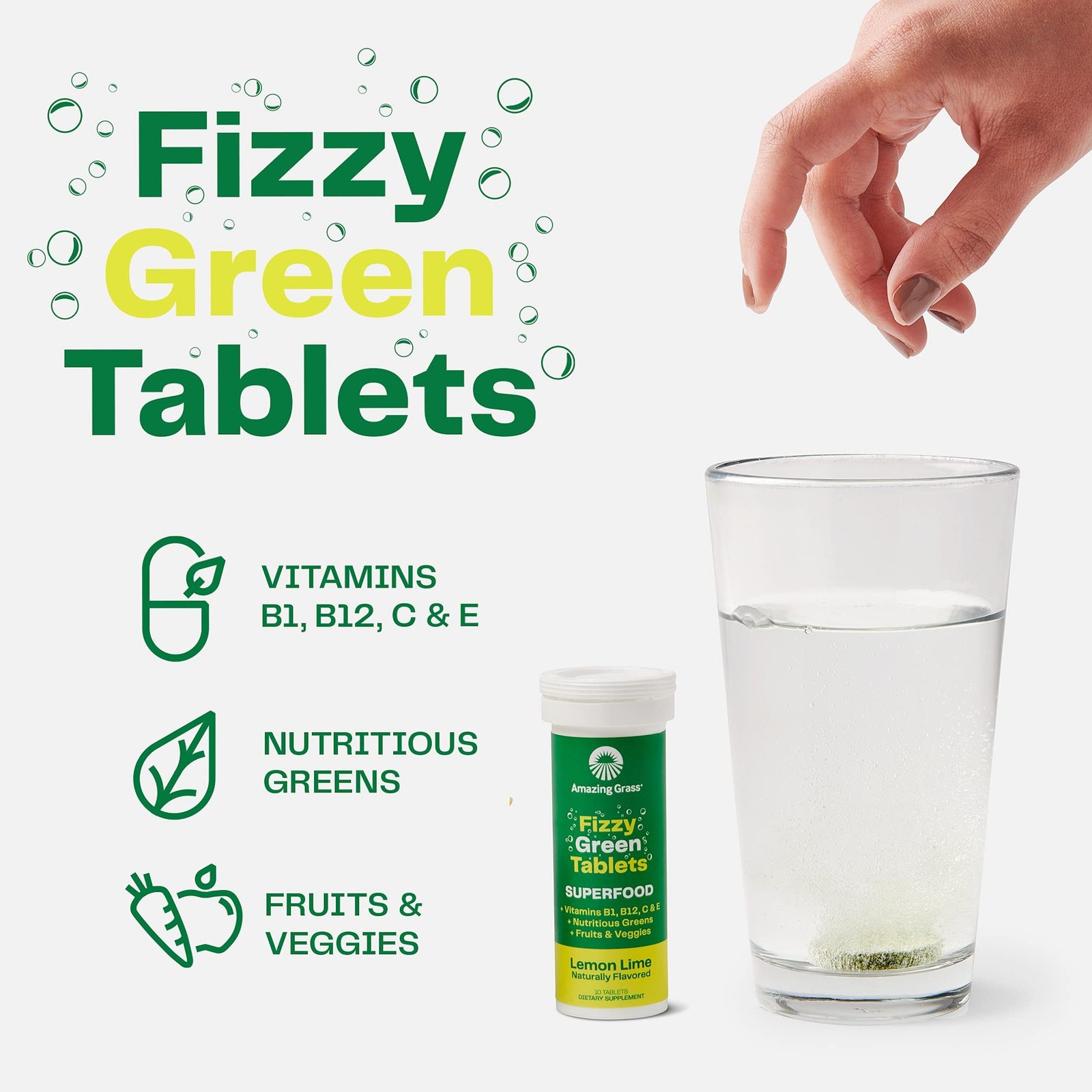 Amazing Grass Effervescent Tablets: Green Superfood Water Flavoring Tablet wi…