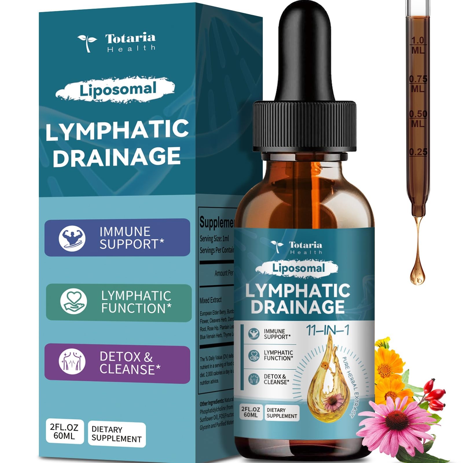 Liposomal Lymphatic Drainage Drops – 11 In 1 Organic 2 Fl Oz (Pack of 1)