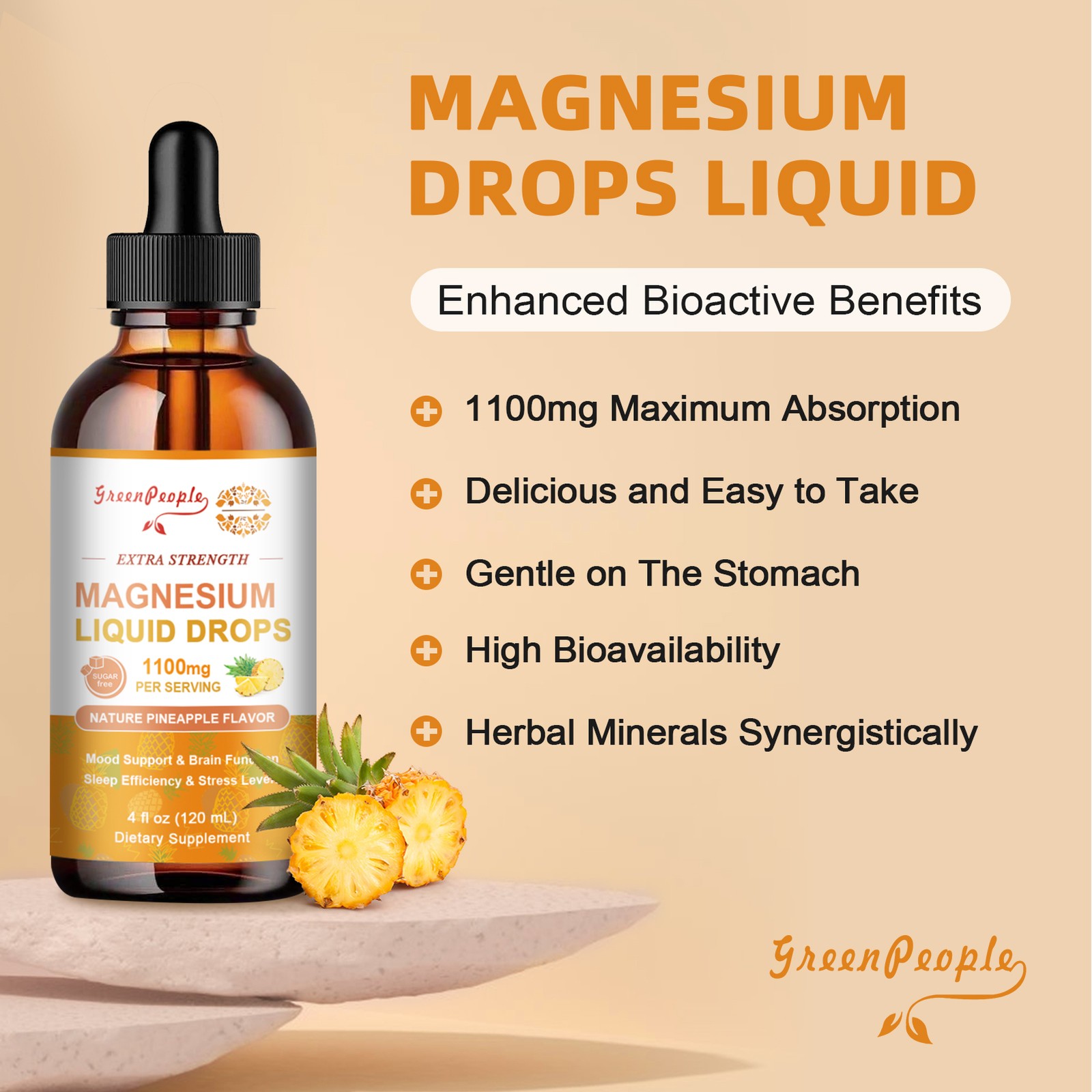 2x Magnesium Liquid Drops Magnesium Glycinate&L-Threonine Mood Support 120ml