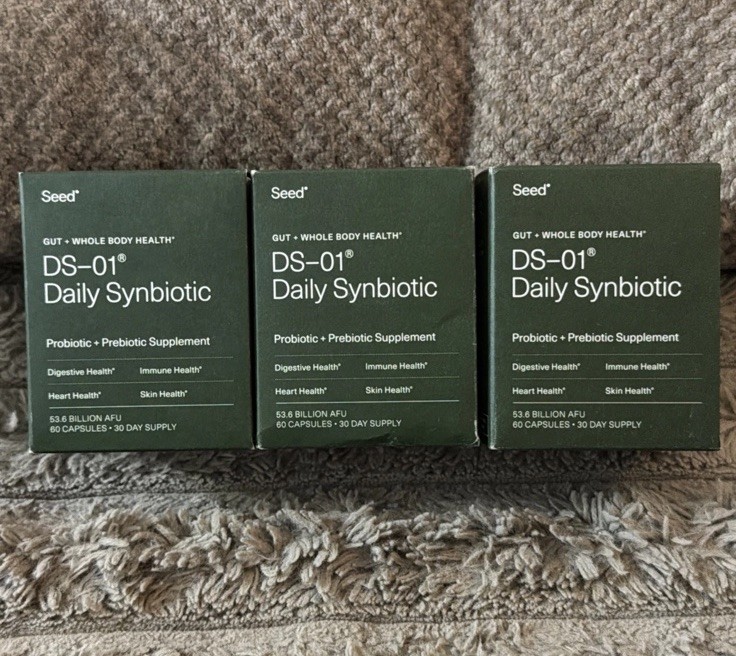 Lot Of 3 – SEED DS-01 DAILY SYNBIOTIC PROBIOTIC 60 capsules SEALED
