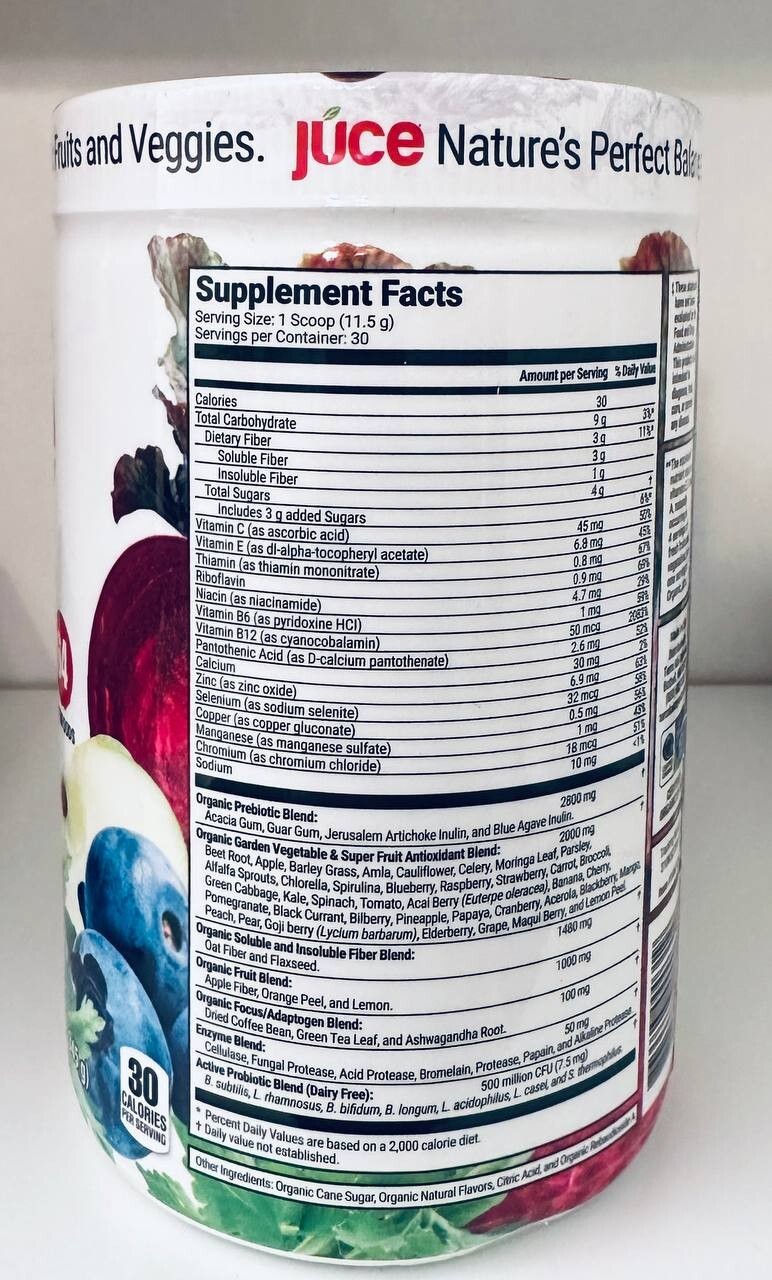 Terra Kai JUCE ORGANIC Super Fruit & Veggie Vitamin Blend (Garden Berry) 12.2oz