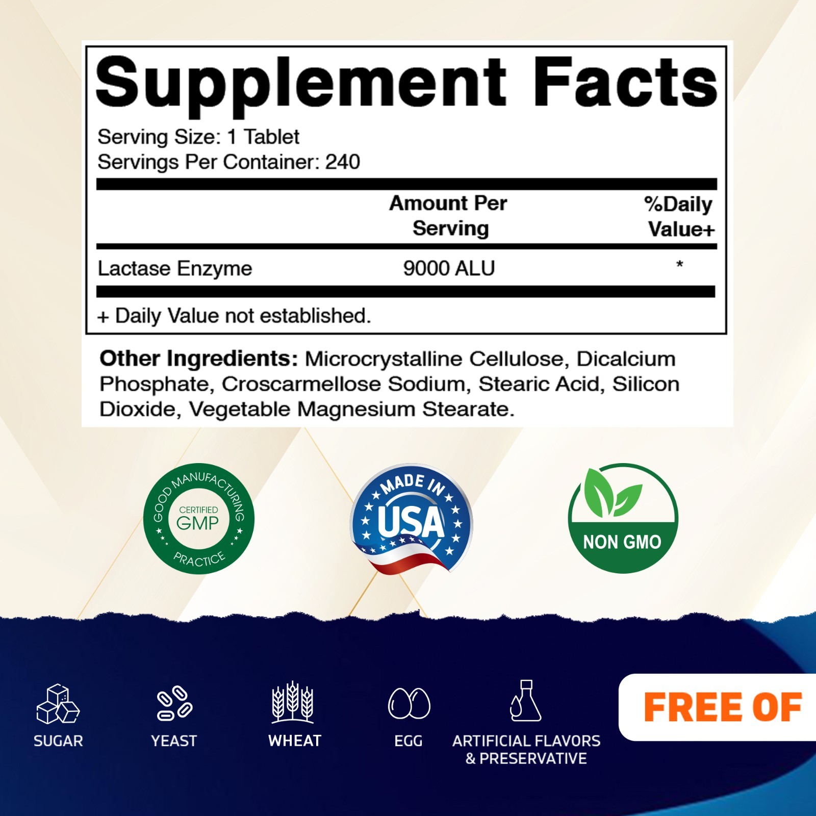 Vitamatic Lactase Enzyme 9000 FCC 240 Tablets