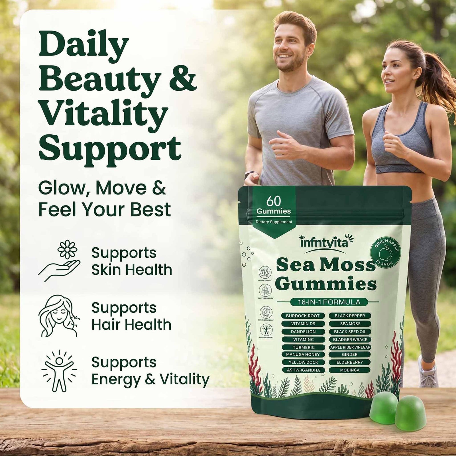 YALGET Sea Moss Gummies 16-in-1 with Ashwagandha, Black Seed Oil, Ginger, Tur…