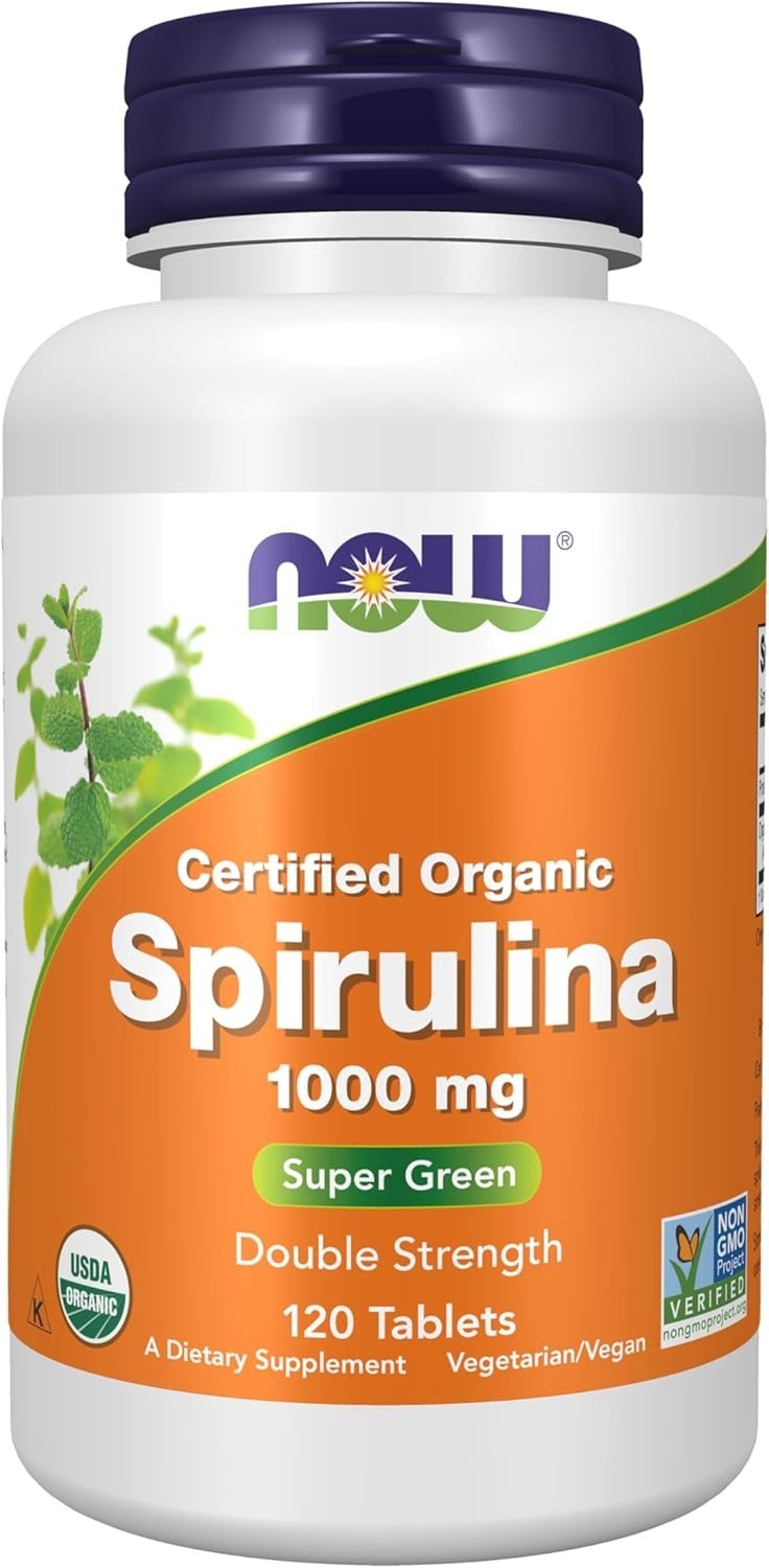 NOW Foods Supplements, Certified Organic, Spirulina 1000 mg (Double Strength), R