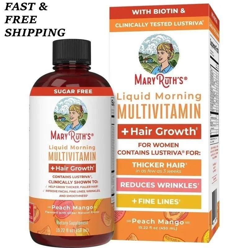 NEW LUXRY MaryRuth’s Liquid Morning Multivitamin Hair Growth Peach Mango flavor