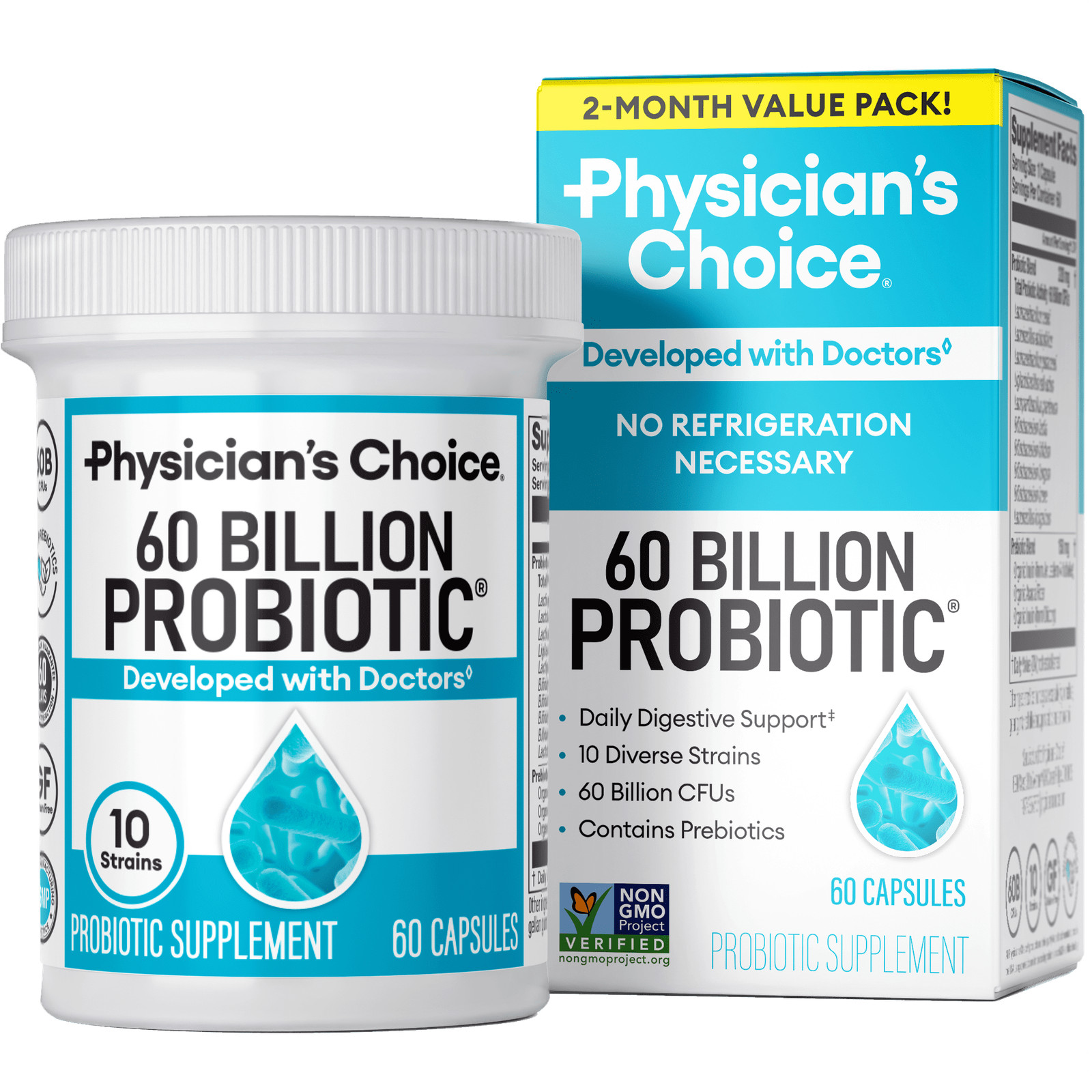 60 Billion Probiotic, for Women & Men, 60 Count, Digestive & Gut Health
