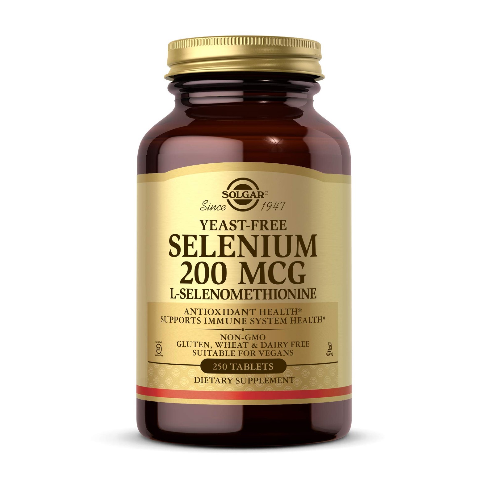 Solgar Yeast-Free Selenium 200 mcg, 250 Count (Pack of 1), Standard Packaging