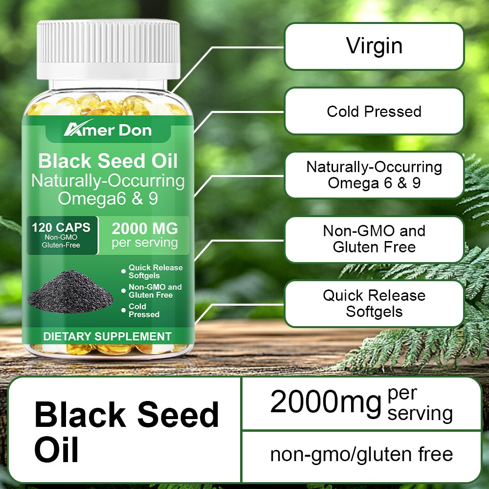 Black Seed Oil 2000mg | 120 Softgel Capsules | Nigella Sativa | Non-GMO, Vegan