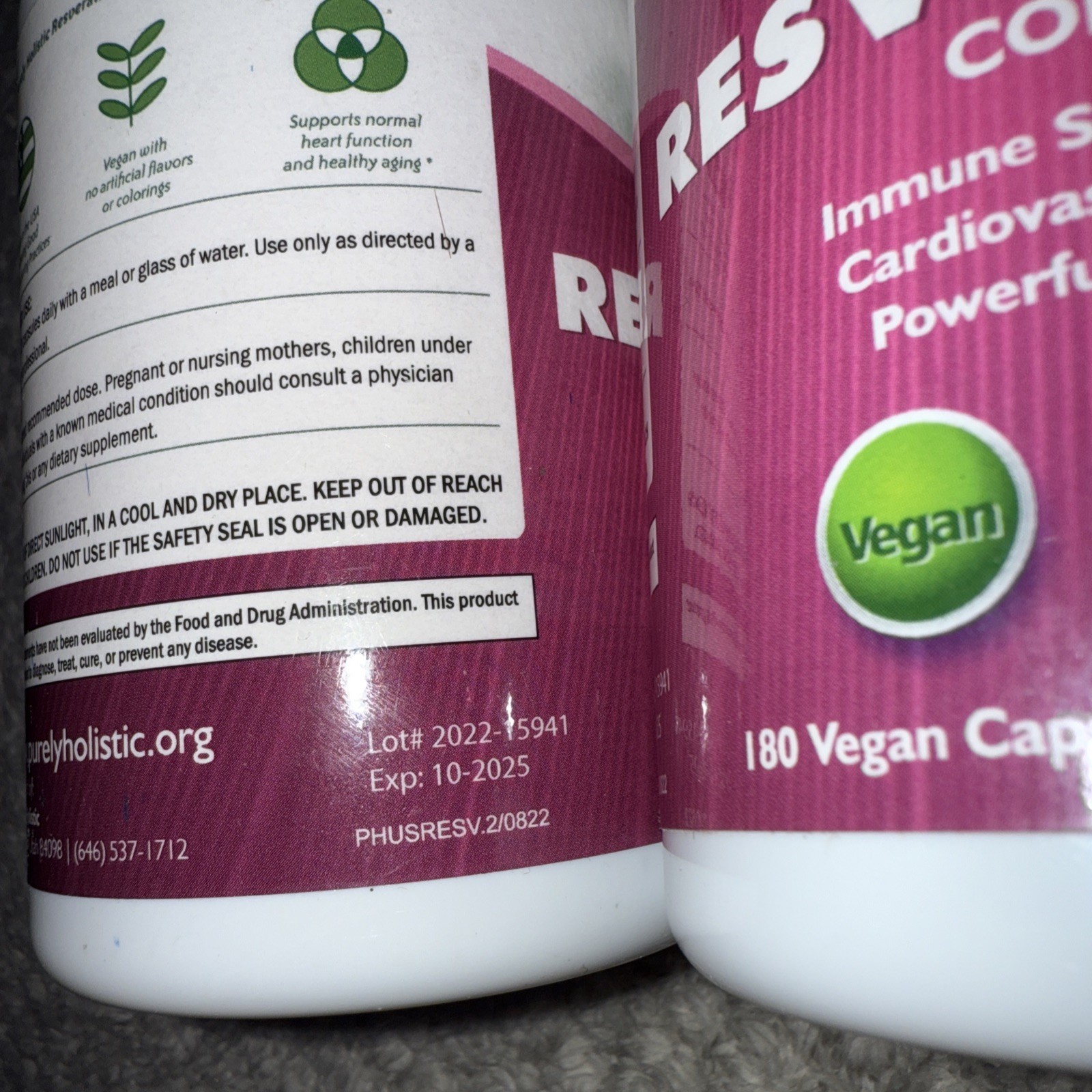 🌷(2) Holistic Resveratrol – 180 Veg Caps Each – EX: 10/2025