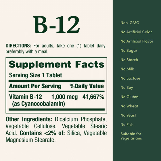 Nature’s Bounty B-12 1000mcg Vitamin Tablets – 200 Count