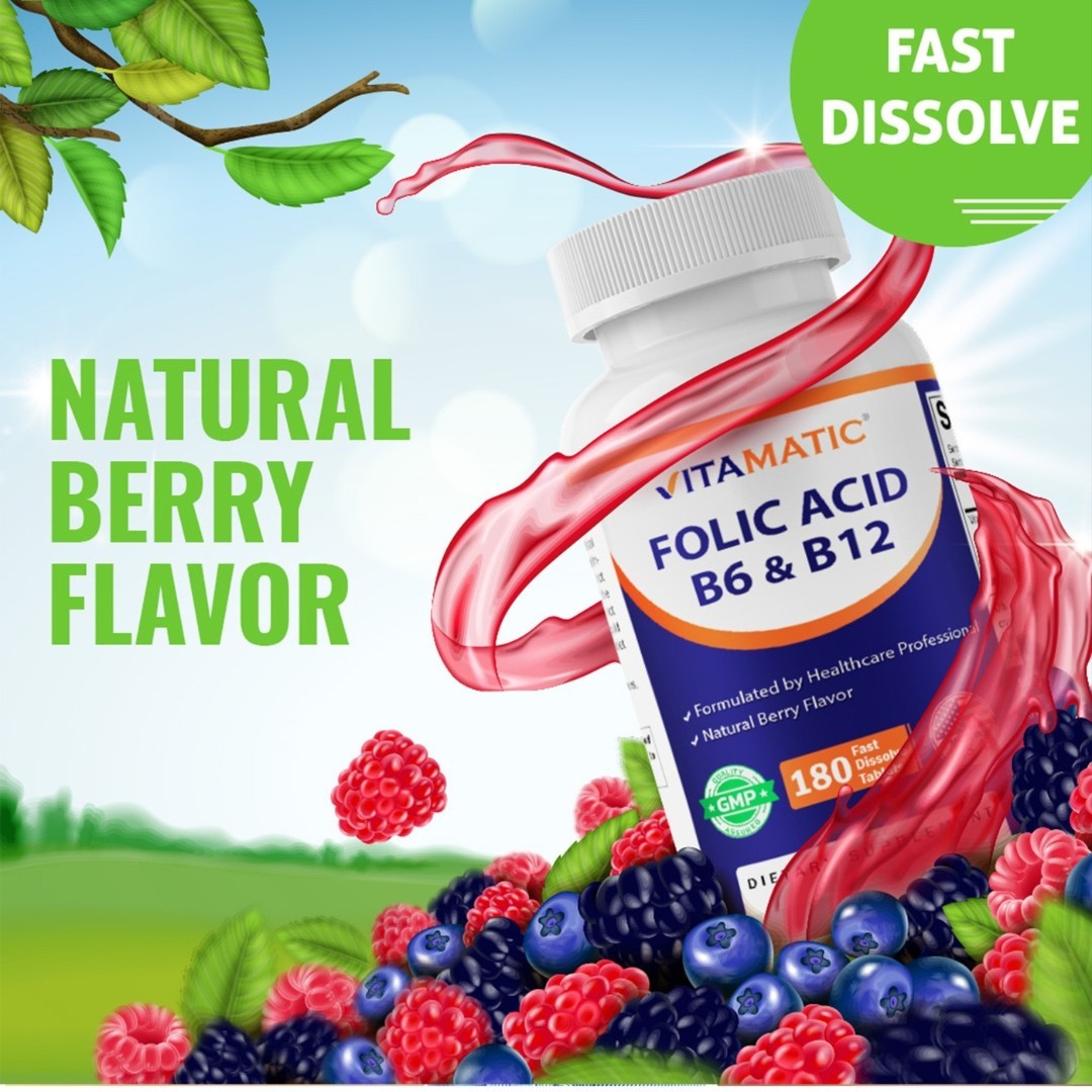 Vitamatic Folic Acid B12 B6 180 Fast Dissolve Tablets