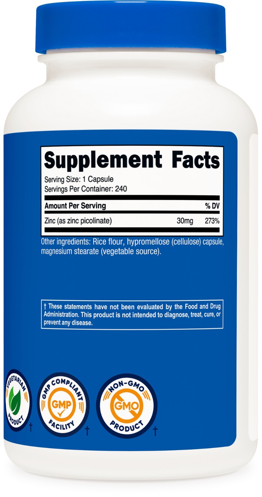 Nutricost Zinc Picolinate 30mg, 240 Vegetarian Capsules- Gluten Free and Non-GMO