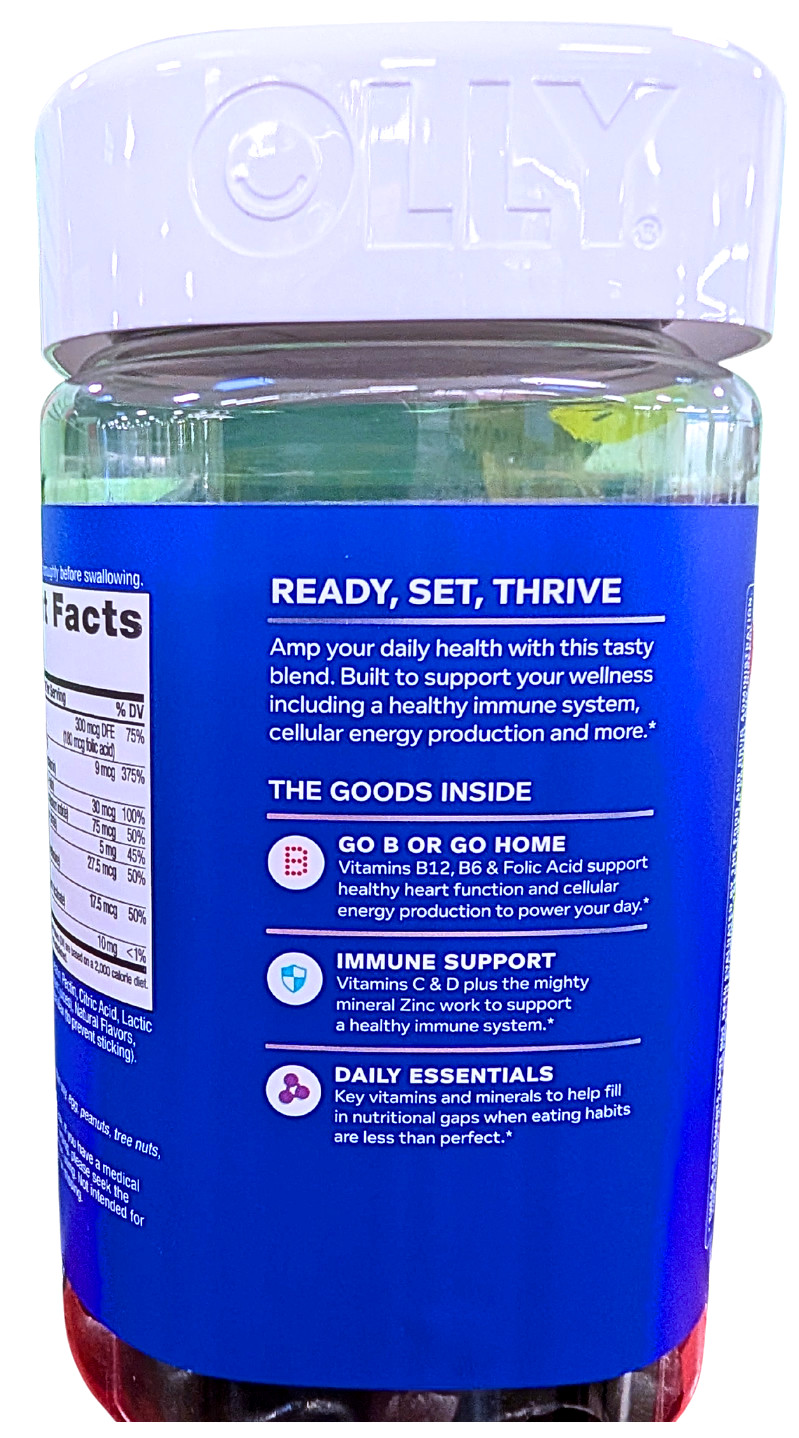 OLLY Men’s Multivitamin Gummy Blackberry 200 Count 09/2026