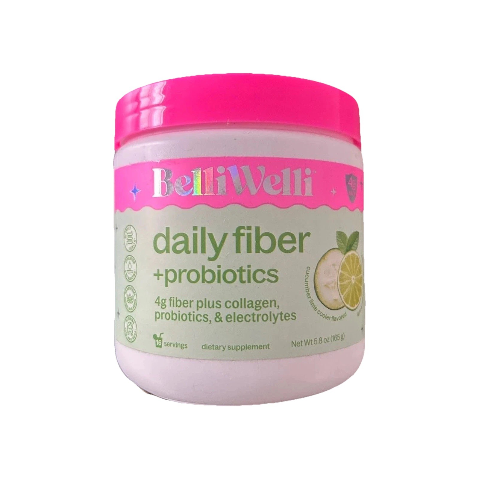 BelliWelli Daily Fiber Supplement Powder with Probiotics – Cucumber Lime