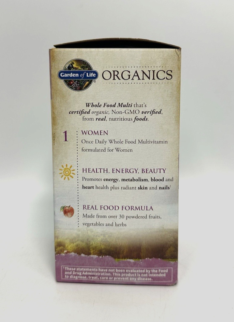 Garden of Life Organics Women’s Multivitamin – 60 Vegan Tablets – 01/2028 SEALED