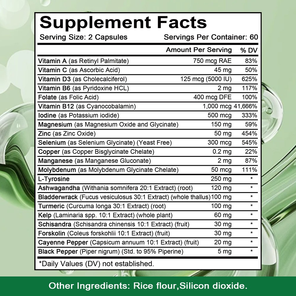Immune Supplement,With Iodine Zinc Vitamin,Support Thyroid Health 120 Capsules