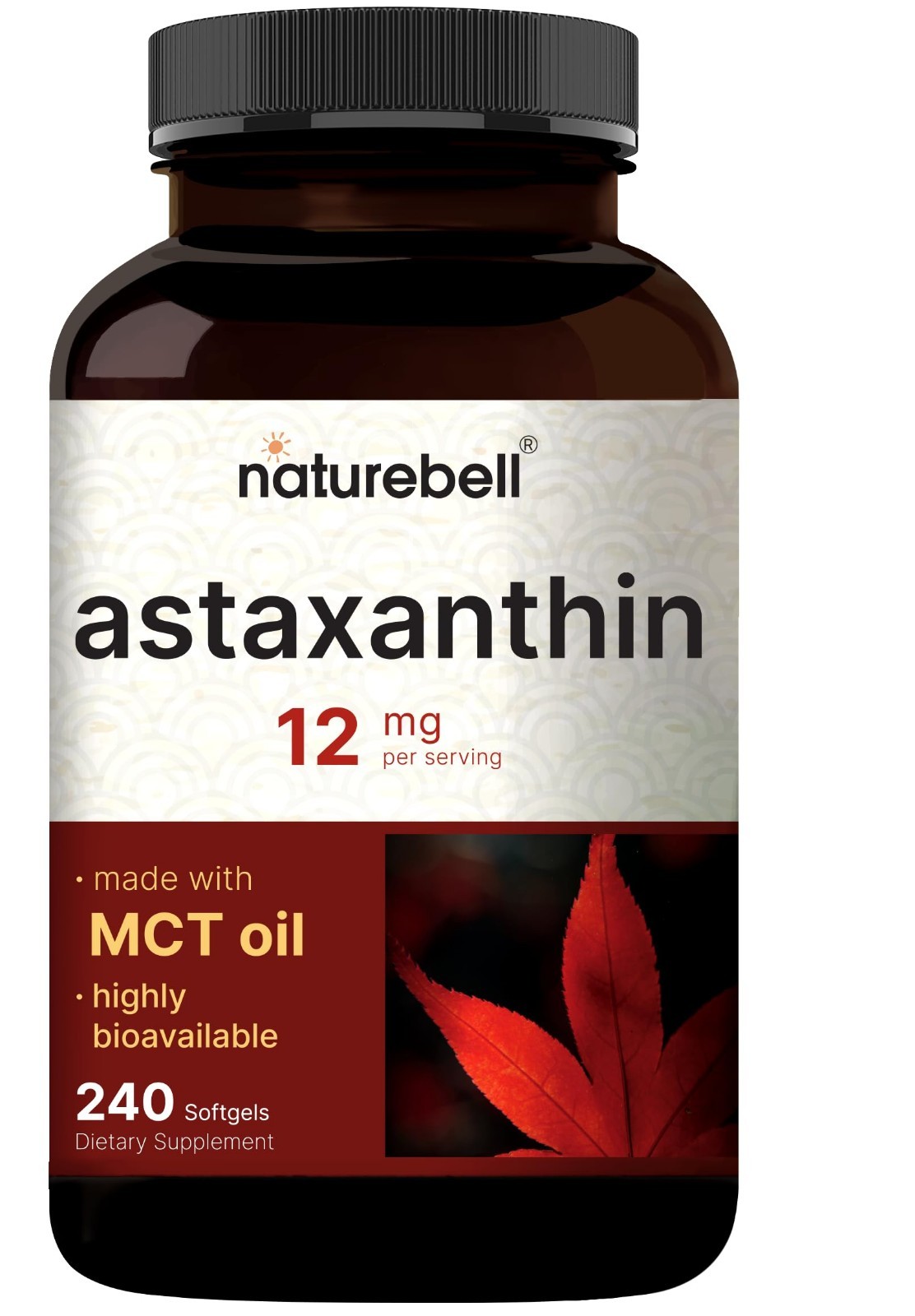 Maximum Strength Astaxanthin 12mg – 240 Softgels, Natural Antioxidant, Non-GMO,