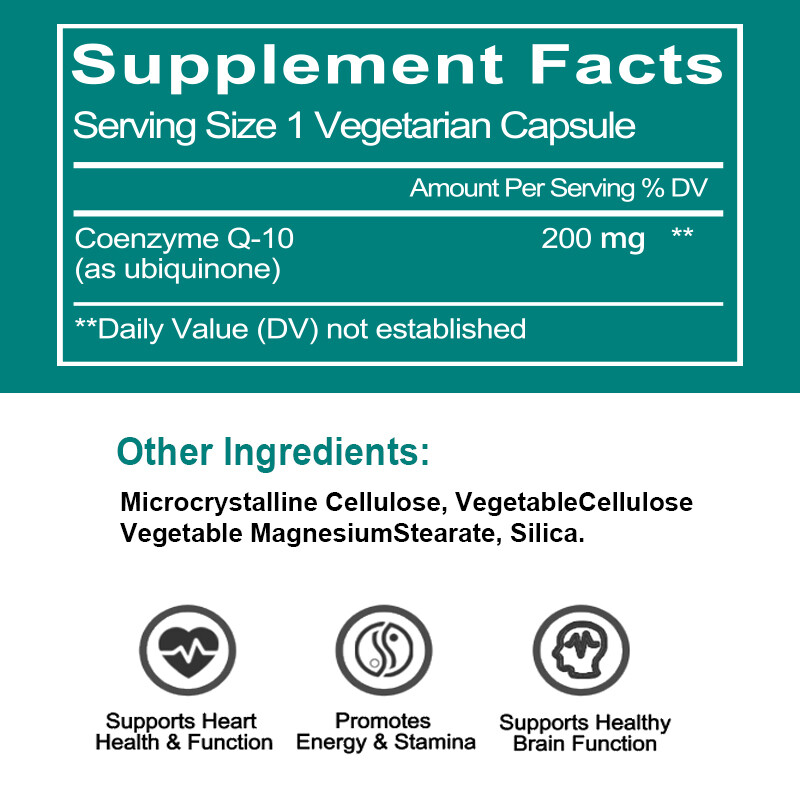 2pcs CoQ10 Coenzyme Q10 200mg Capsules Heart Health & Function Energy Supplement