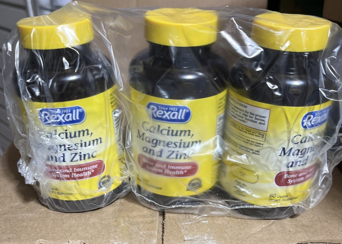 3 X Rexall Calcium Magnesium and Zinc Multimineral 3pk 180 Caplets EXP: 06-2028