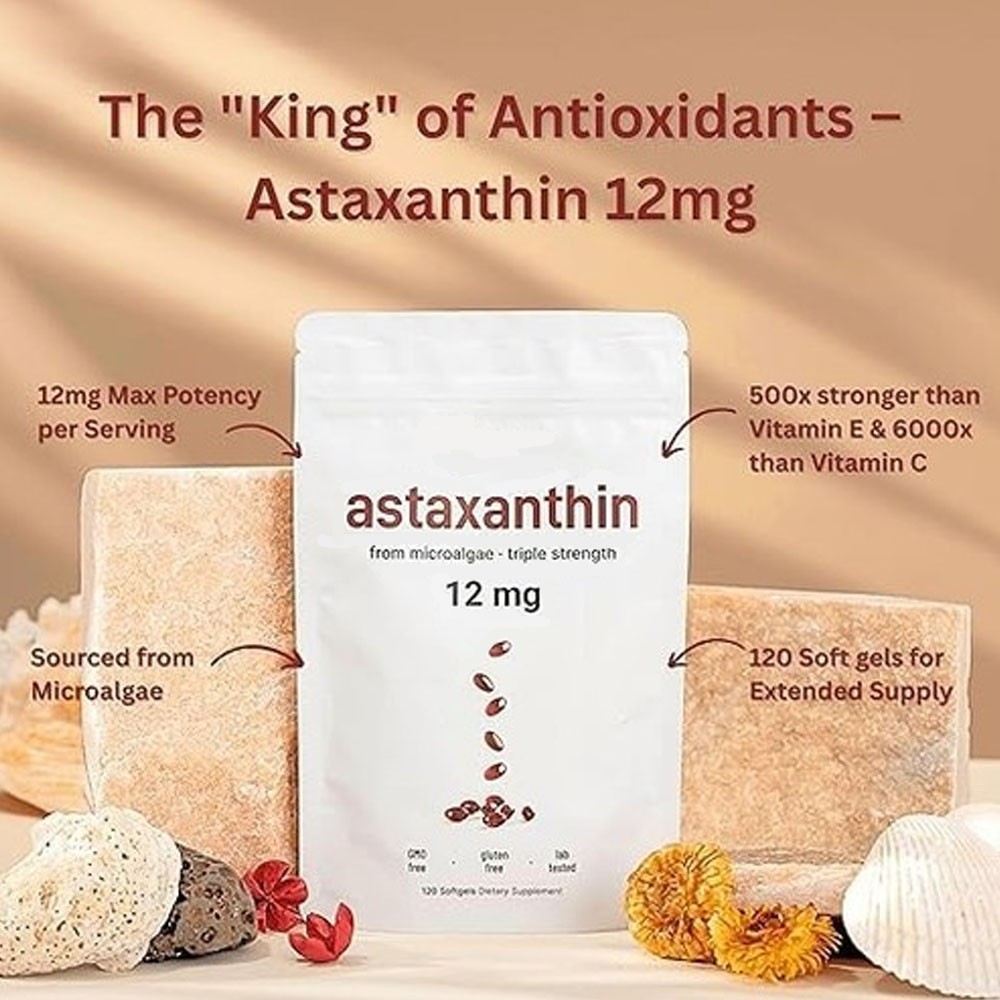 Micro Ingredients Astaxanthin 12mg, 120 Softgels, Dietary Supplement,Best gift