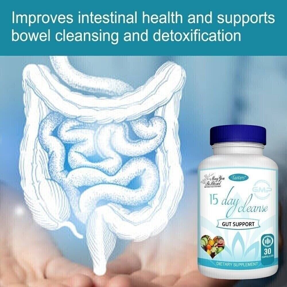 15 Cleanse Day Gut Support Intestinal Purification Detoxification 30 Capsules US