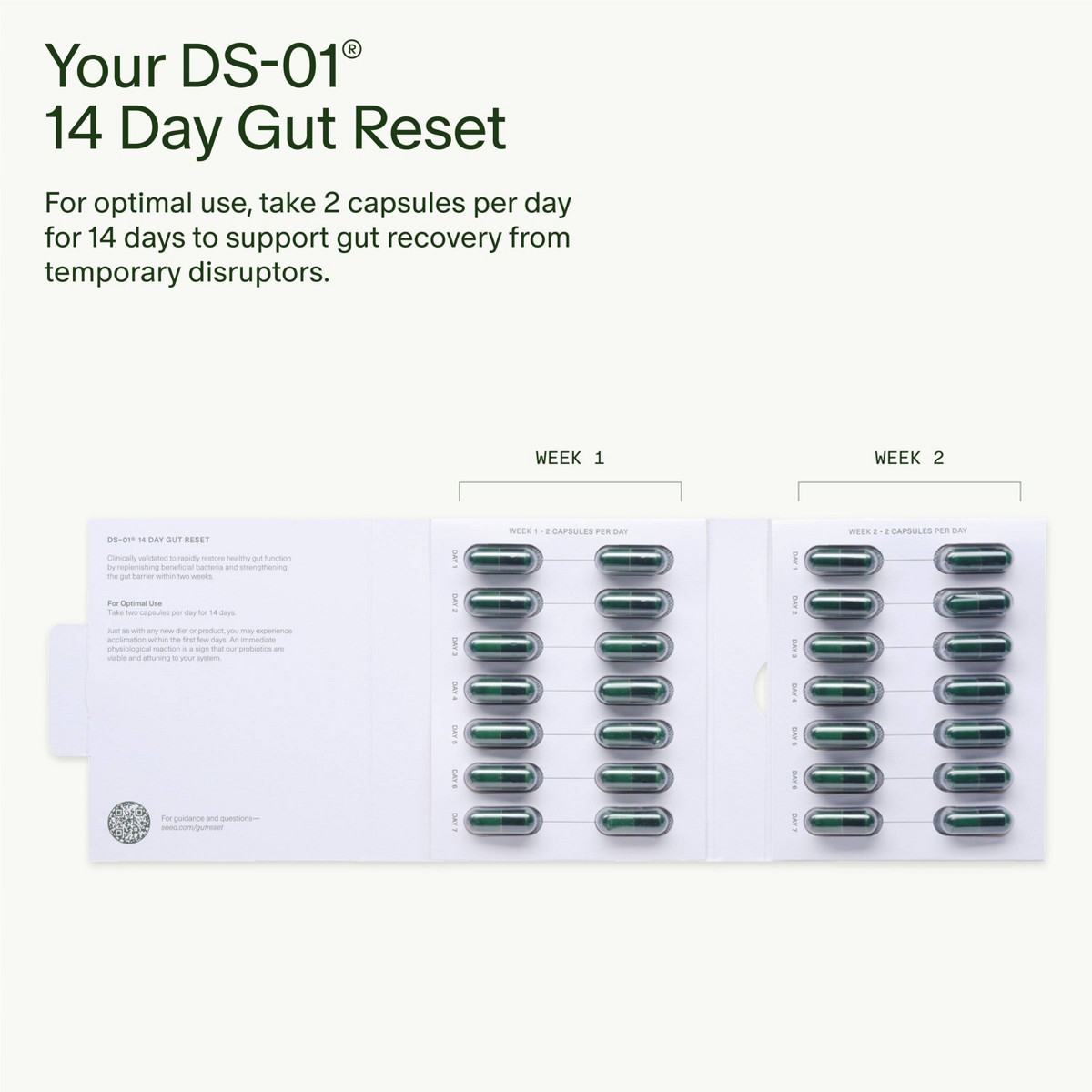 Seed 14-Day Gut Reset Probiotic Capsules – 28ct: Probiotic and Prebiotic Blends