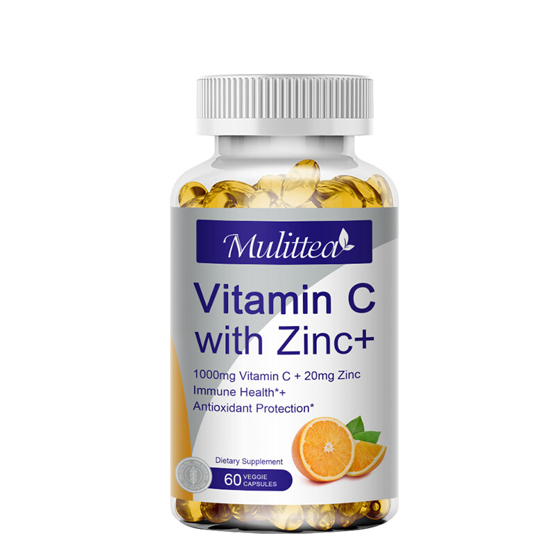 Vitamin C Capsules 1000Mg with Zinc Powerful Immune Support Antioxident 60/120PC