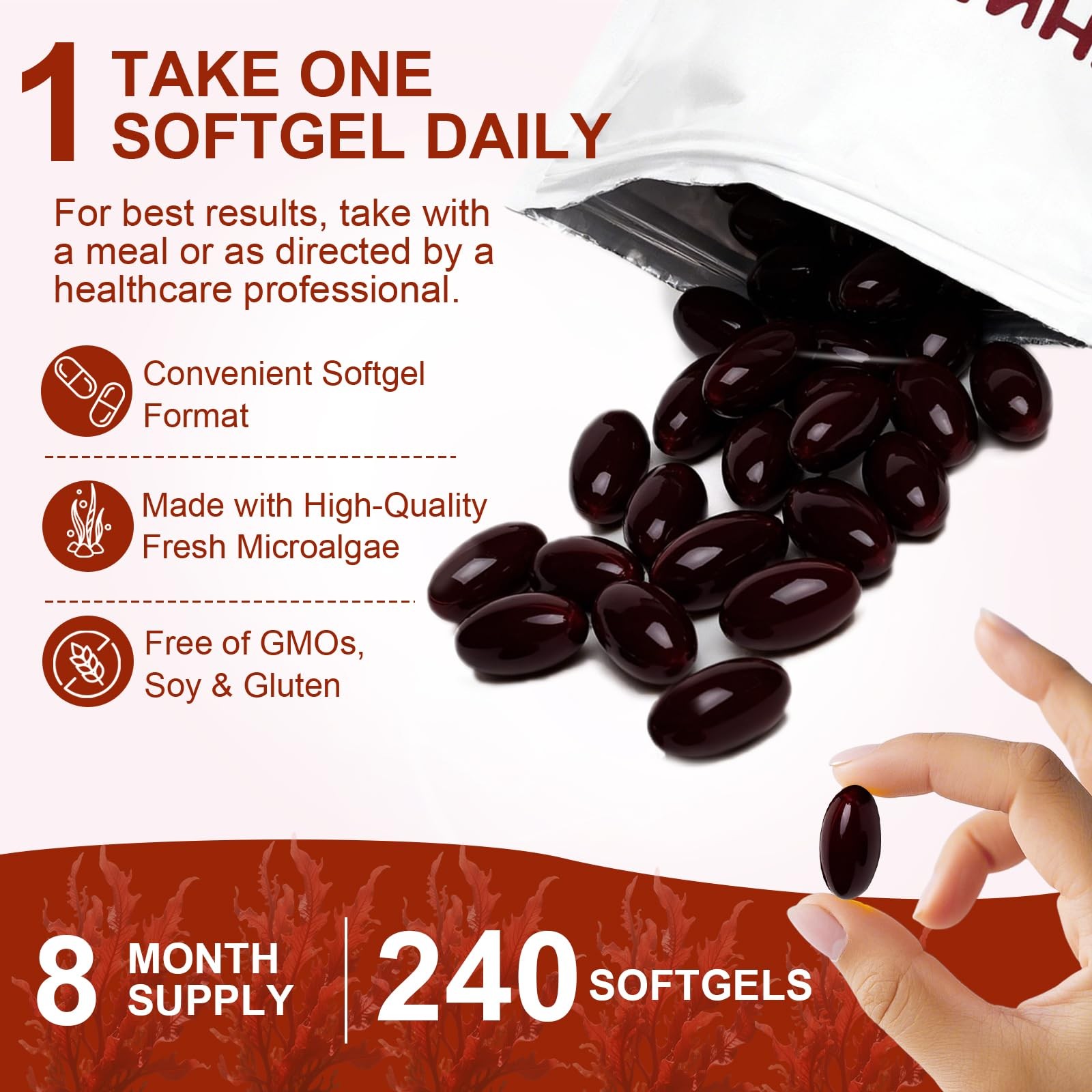 Astaxanthin 12mg, Premium 240 Count (Pack of 1), Unflavored