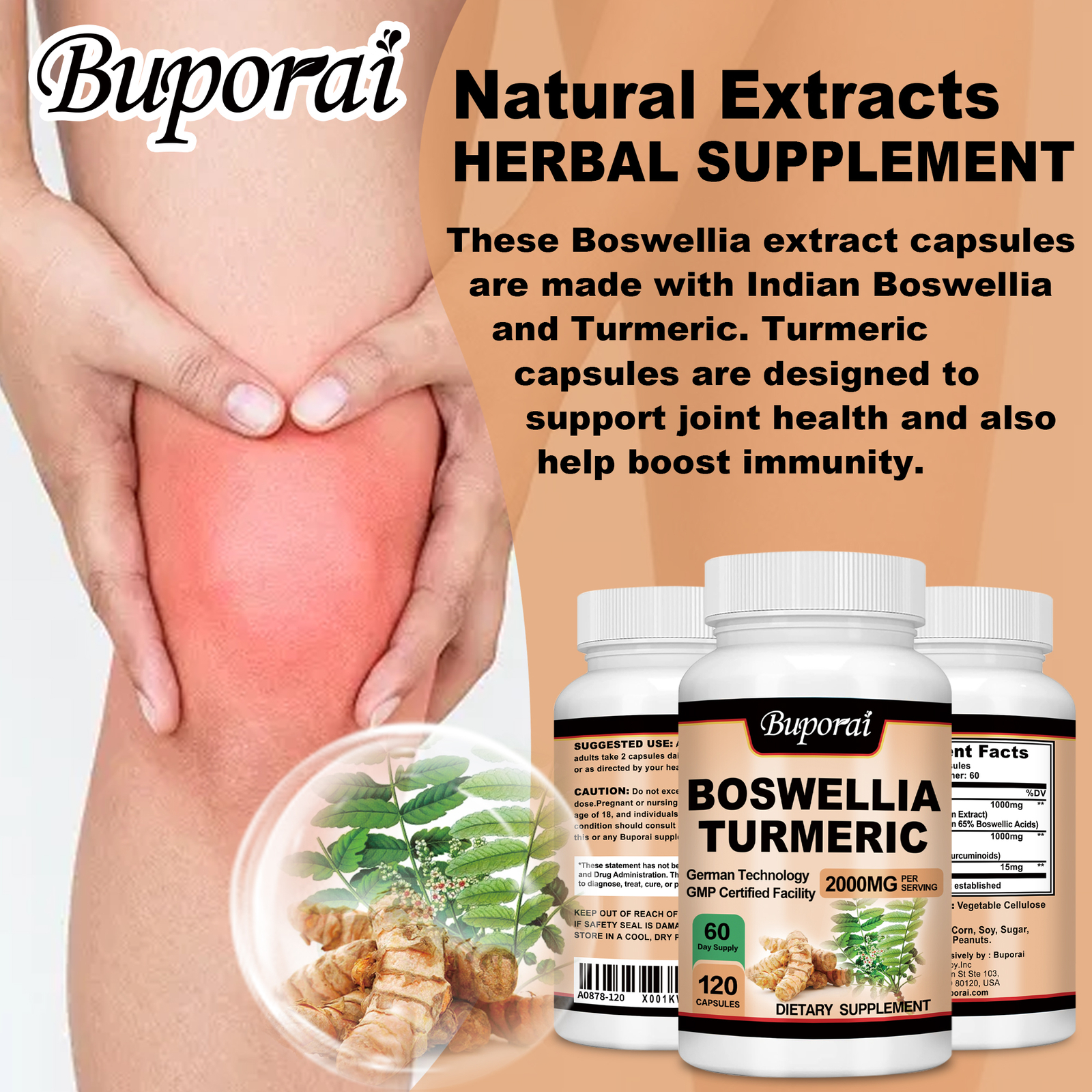 Boswellia Turmeric 2000mg -Pain Relief,Joint Health,Natural Powerful Antioxidant