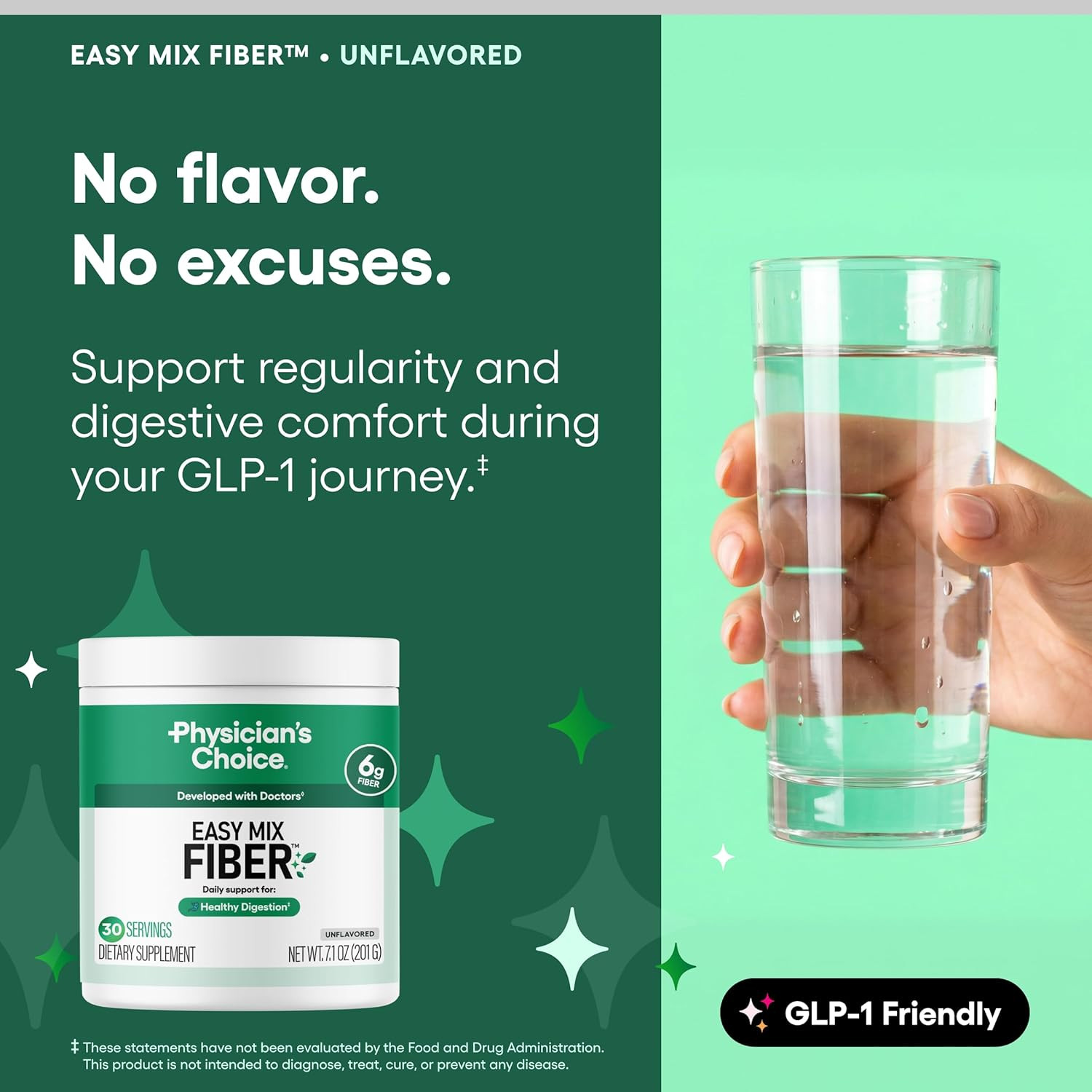 Soluble Fiber Powder Supplement Unflavored Sugar Free Prebiotic 7.1 Oz