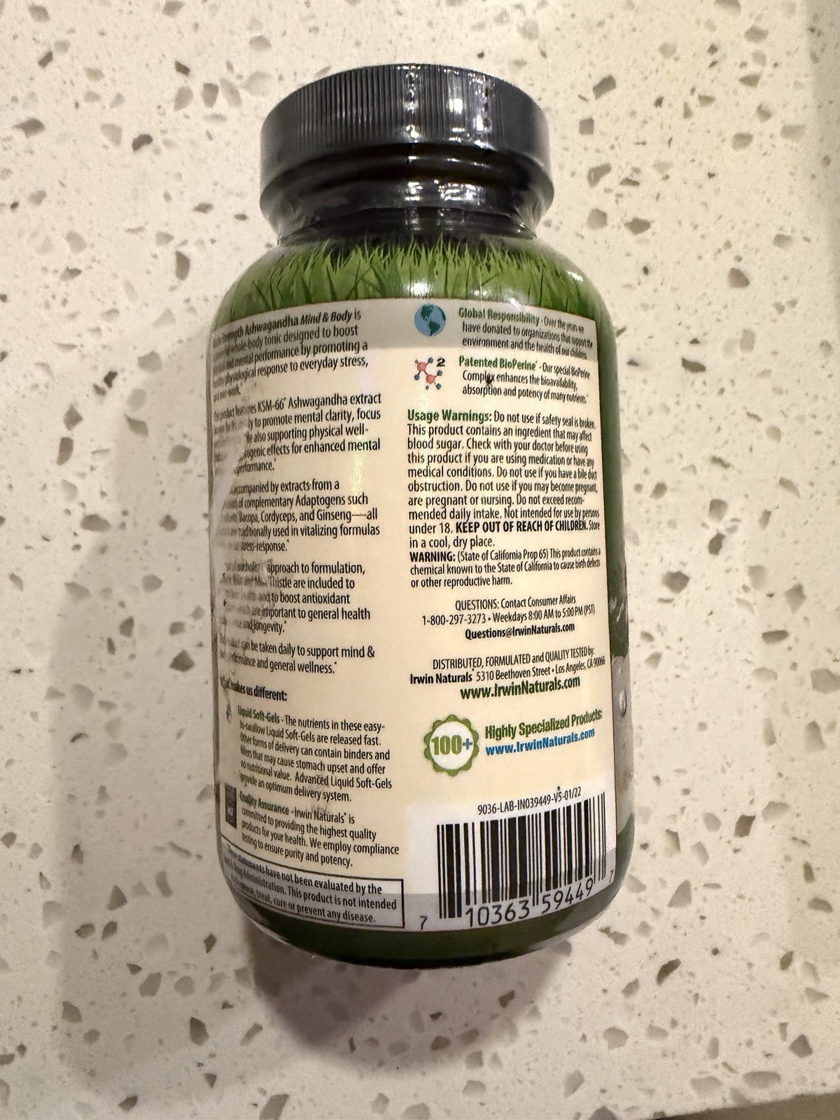 Irwin Naturals• EXTRA STRENGTH Ashwagandha • Mind & Body Support . EXP : 02/2027