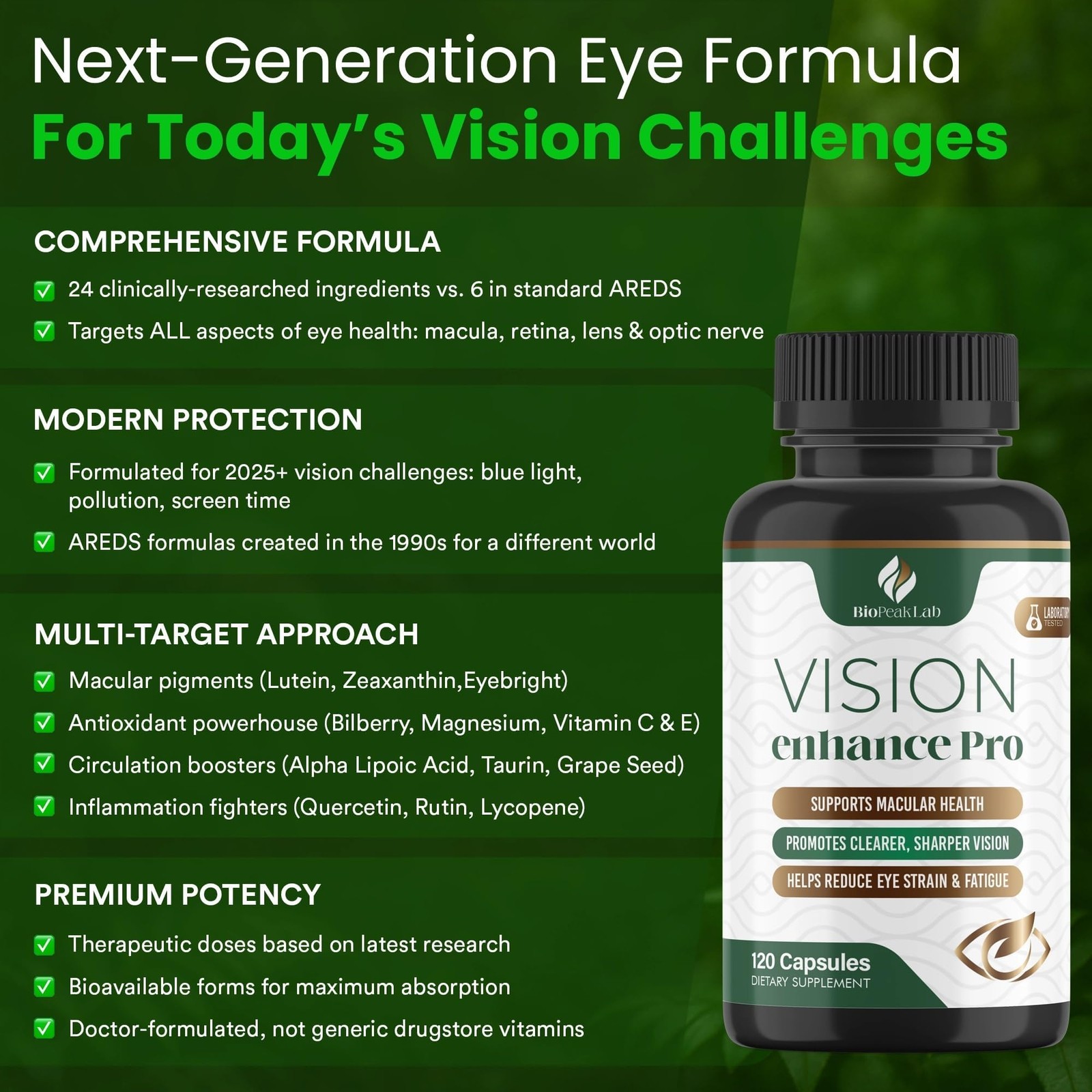 BioPeak Lab Vision Enhance Pro Eye Wellness Supplement with Lutein,…