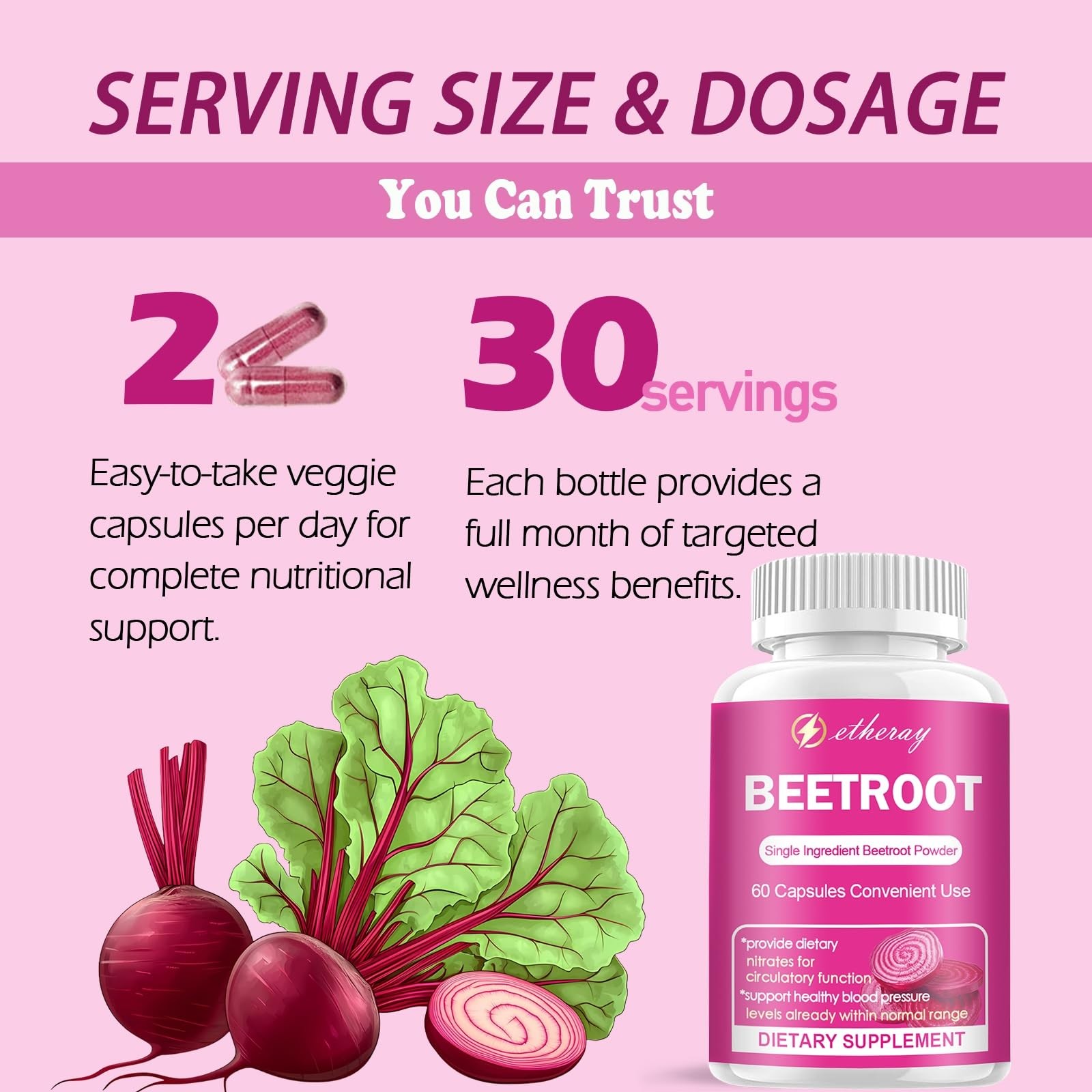 etheray Beet Root Capsules 60 Count