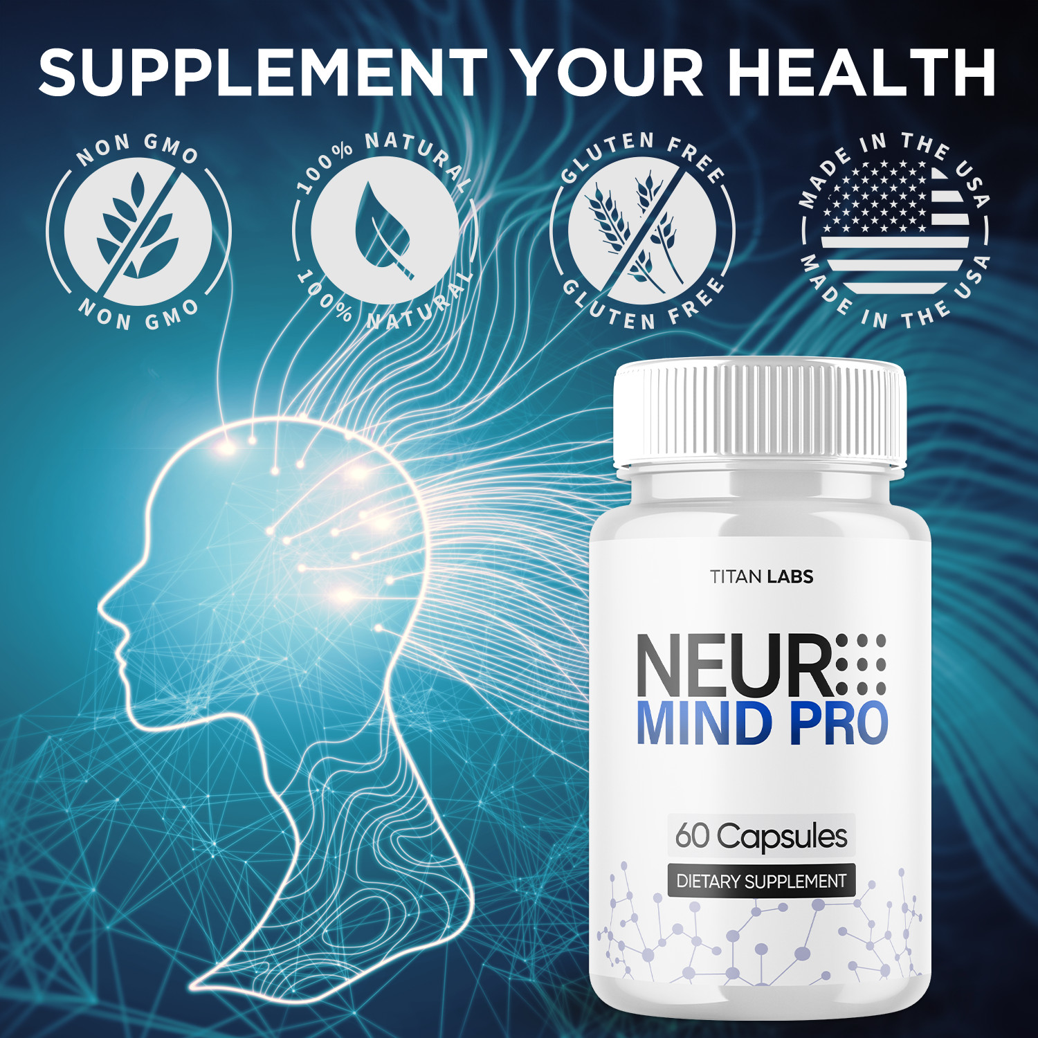 (1 Pack) Neuro Mind Pro Nootropic Natural Brain Formula Supplement 60 Capsules