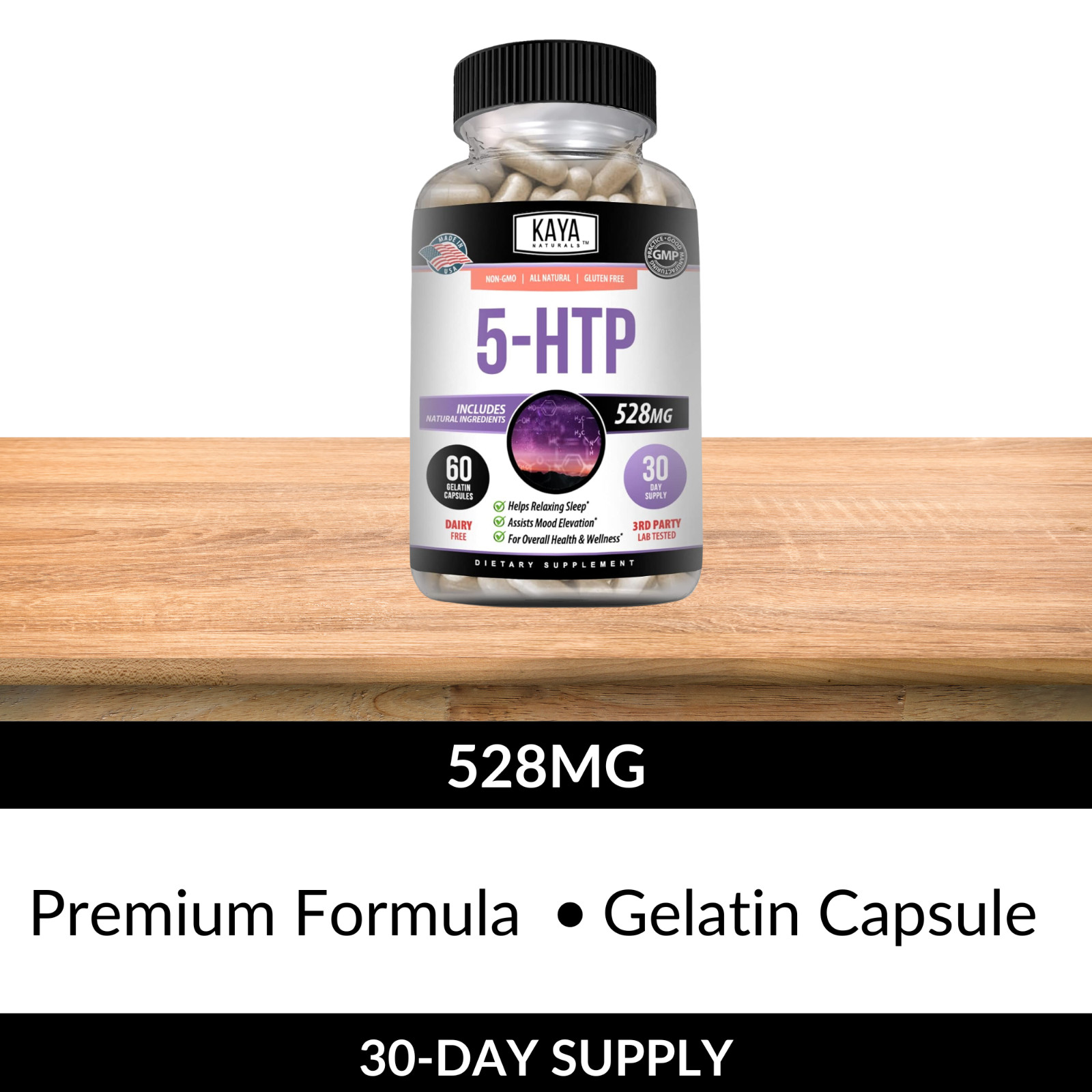 5-HTP 60Ct, Serotonin Support for Sleep and Stress, Supports Weight Loss, 5HTP