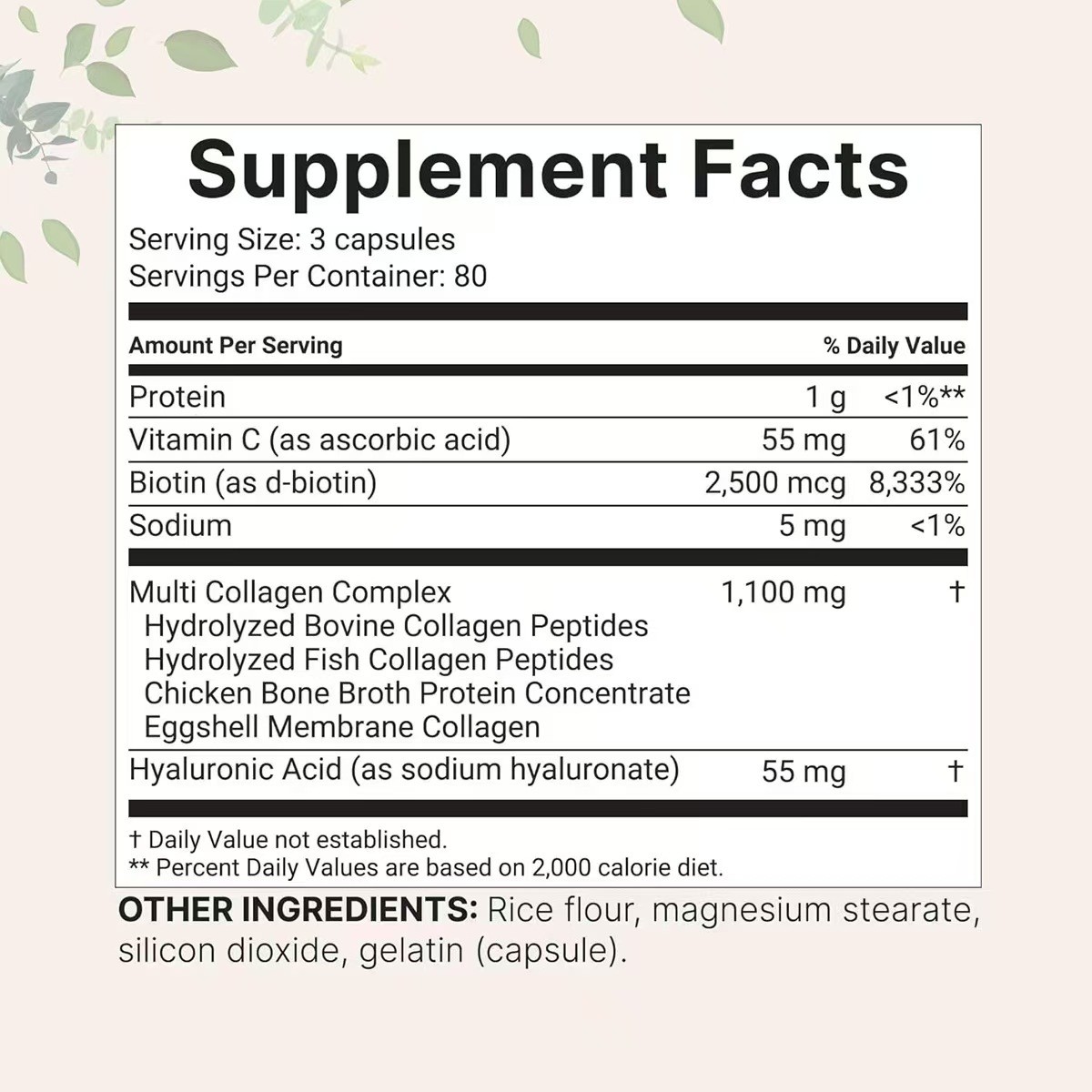 Multi Collagen Capsules with Vitamin C, Biotin & Protein Complex Formula Women