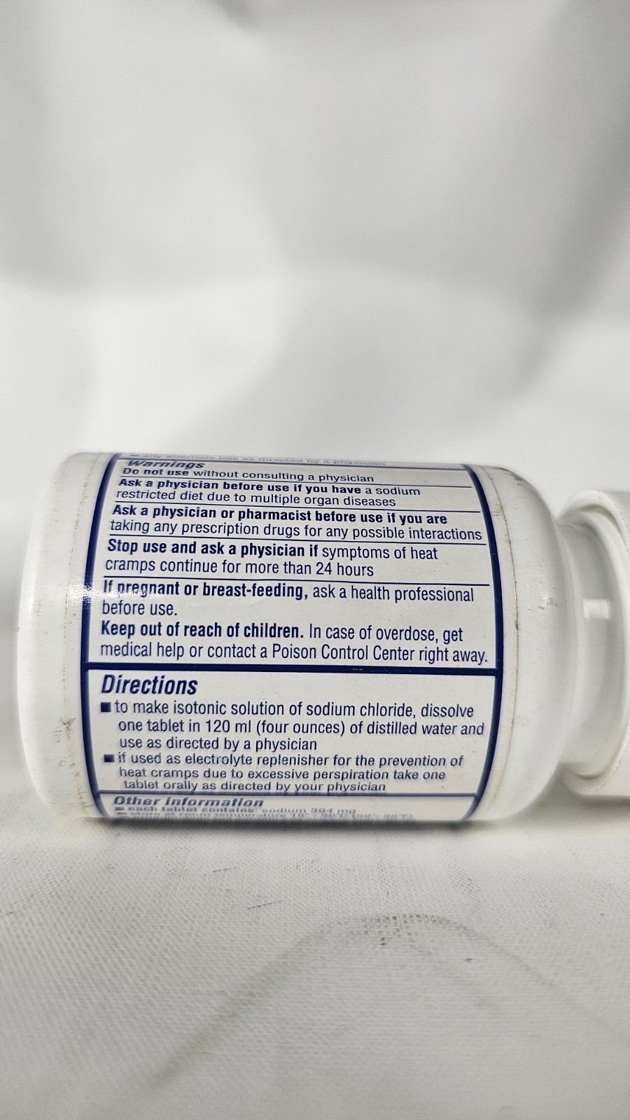 Sodium Chloride Tablets Salt 1 Gm 100ct Exp. 10/2027