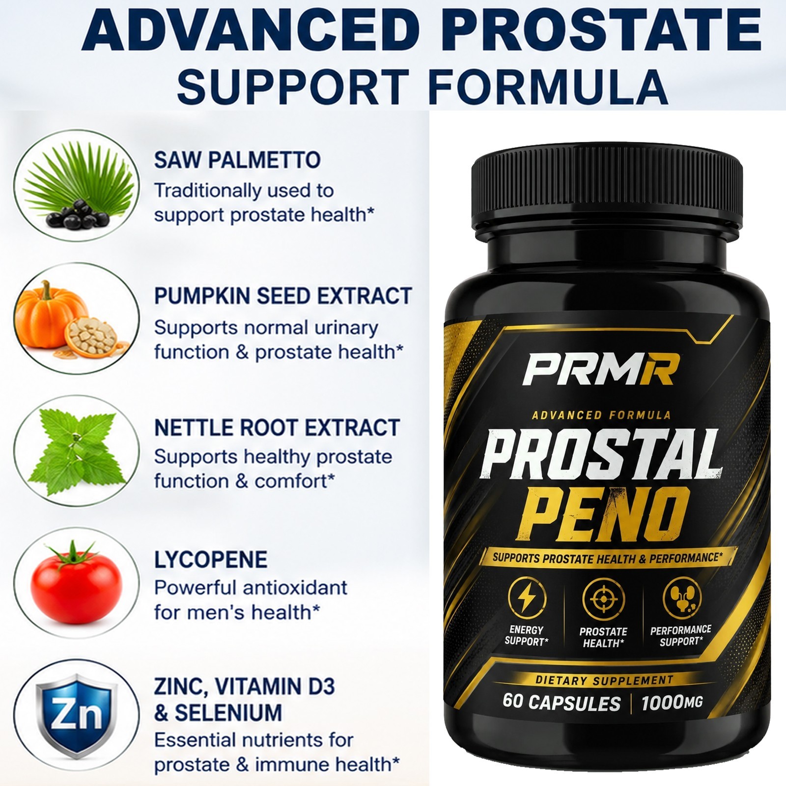 (2 pack) PRMR Prostal Peno Premium Men’s Prostate Health Supplement – (120 Caps)