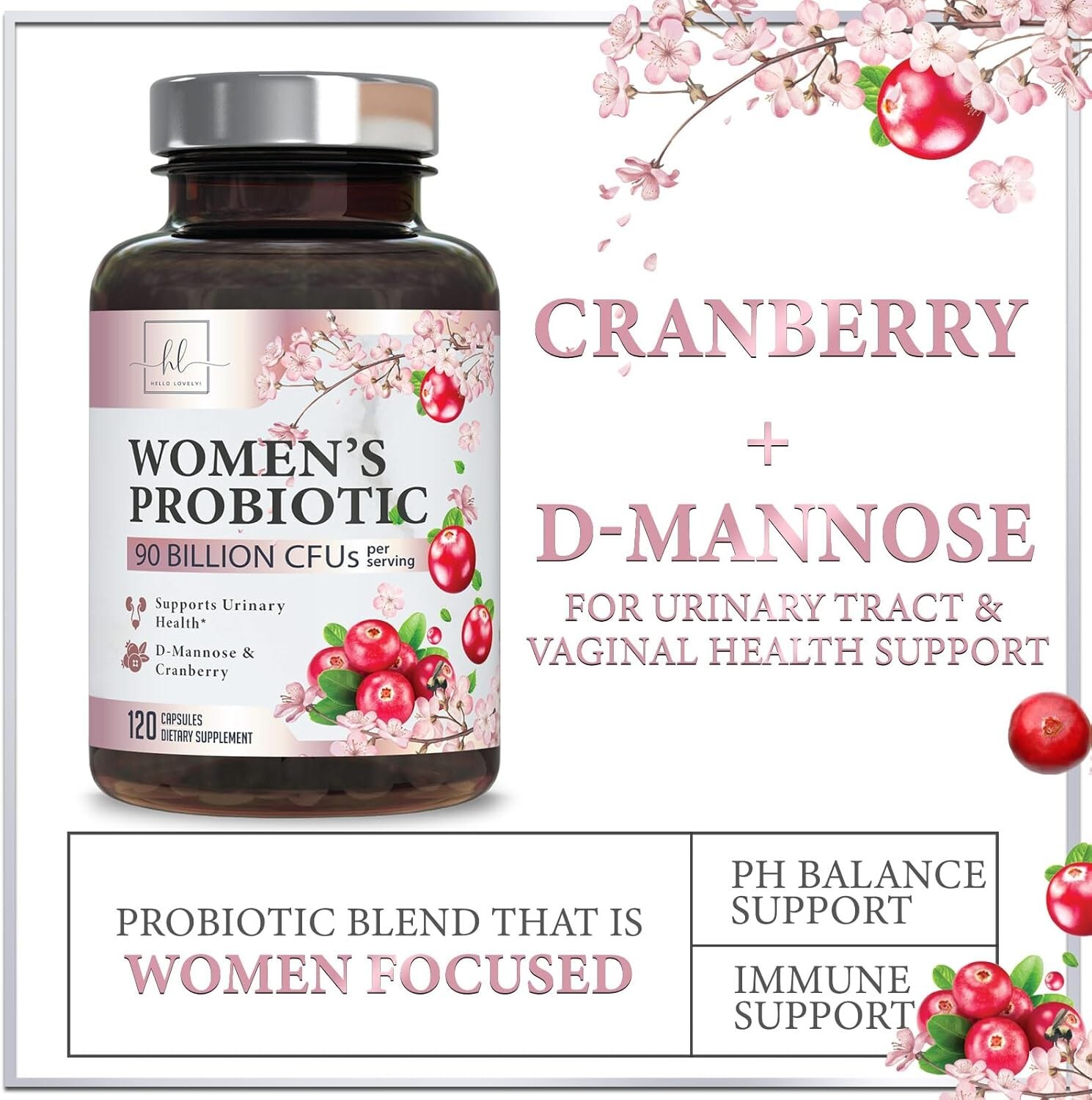 Probiotics for Women w/ Prebiotics – Digestive, Vaginal, Urinary & Immune Health