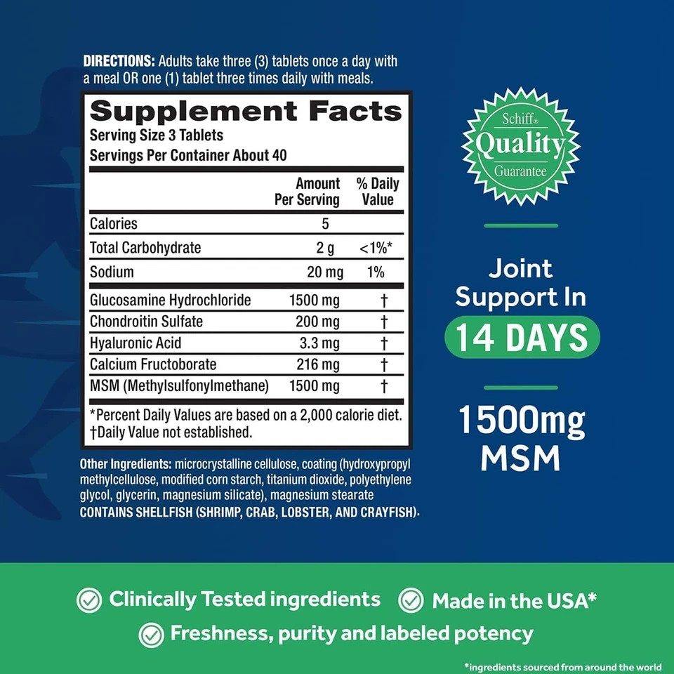 Schiff Move Free Joint Health Advanced MSM With Glucosamine Coated Tablets 120