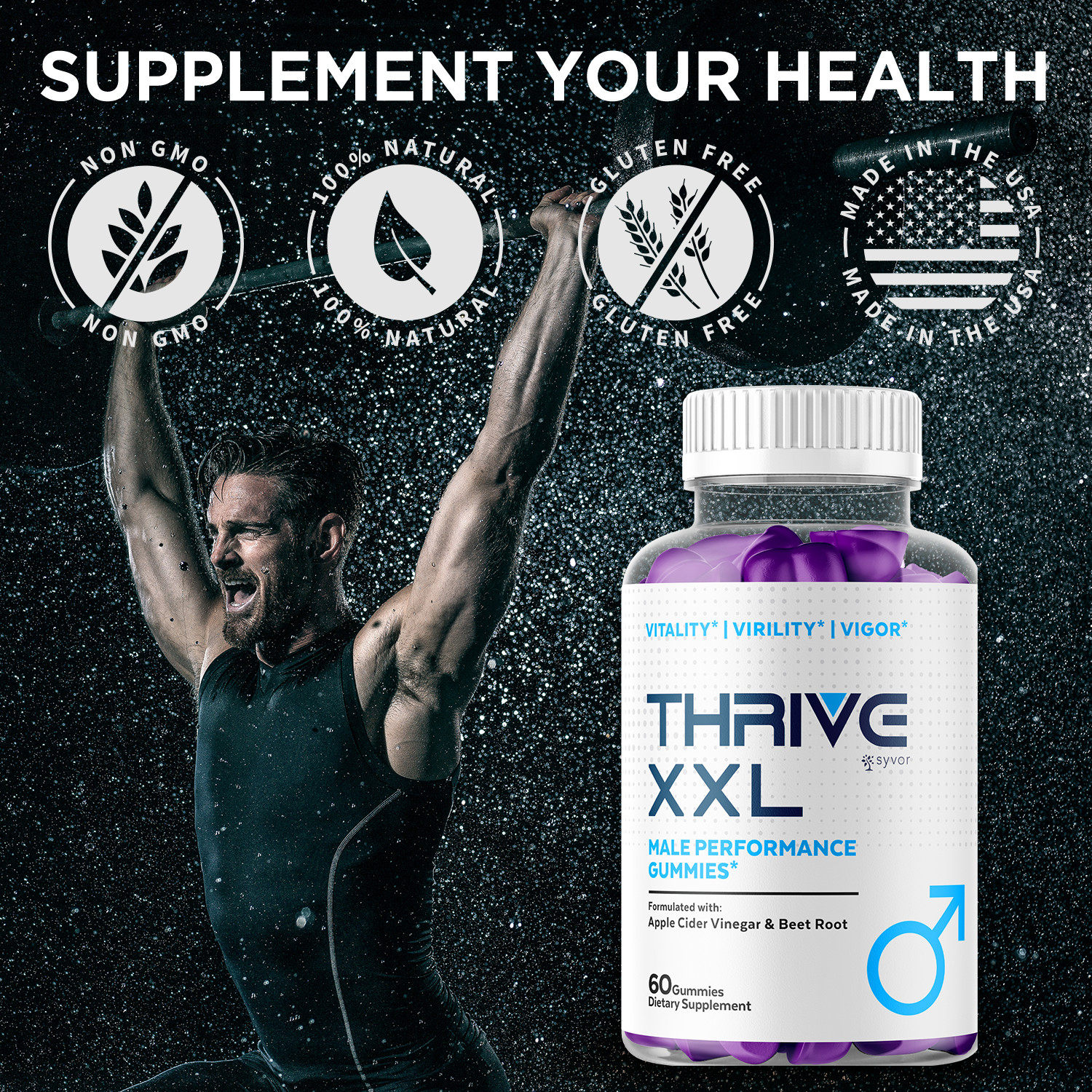 (1 Pack) Thrive XXL Male Gummys Advanced Formula ThriveXXL Vitamin 60 Gummies